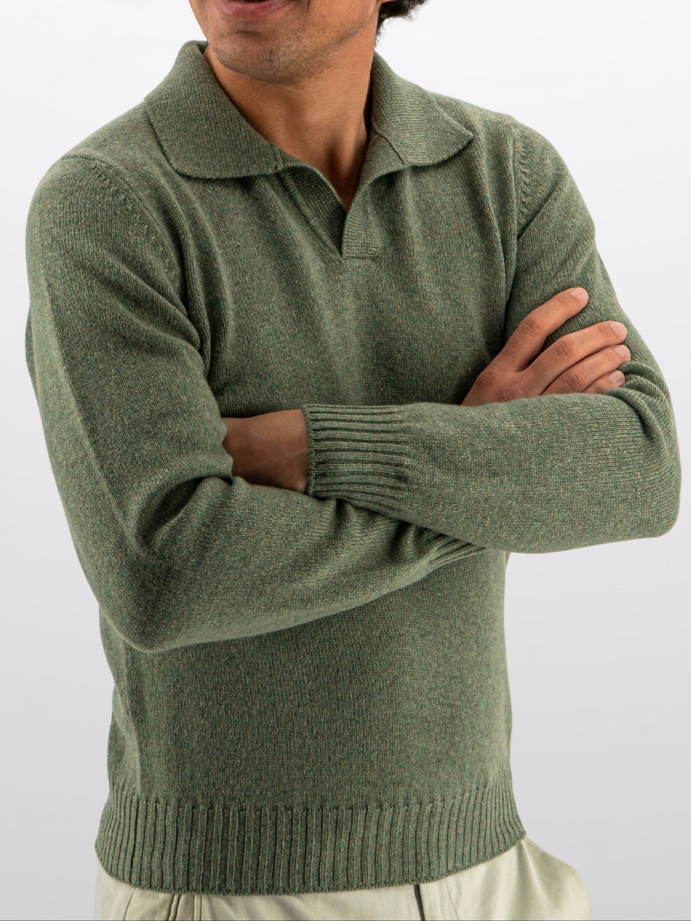 Maglia Polo 100% Cashmere Verde
