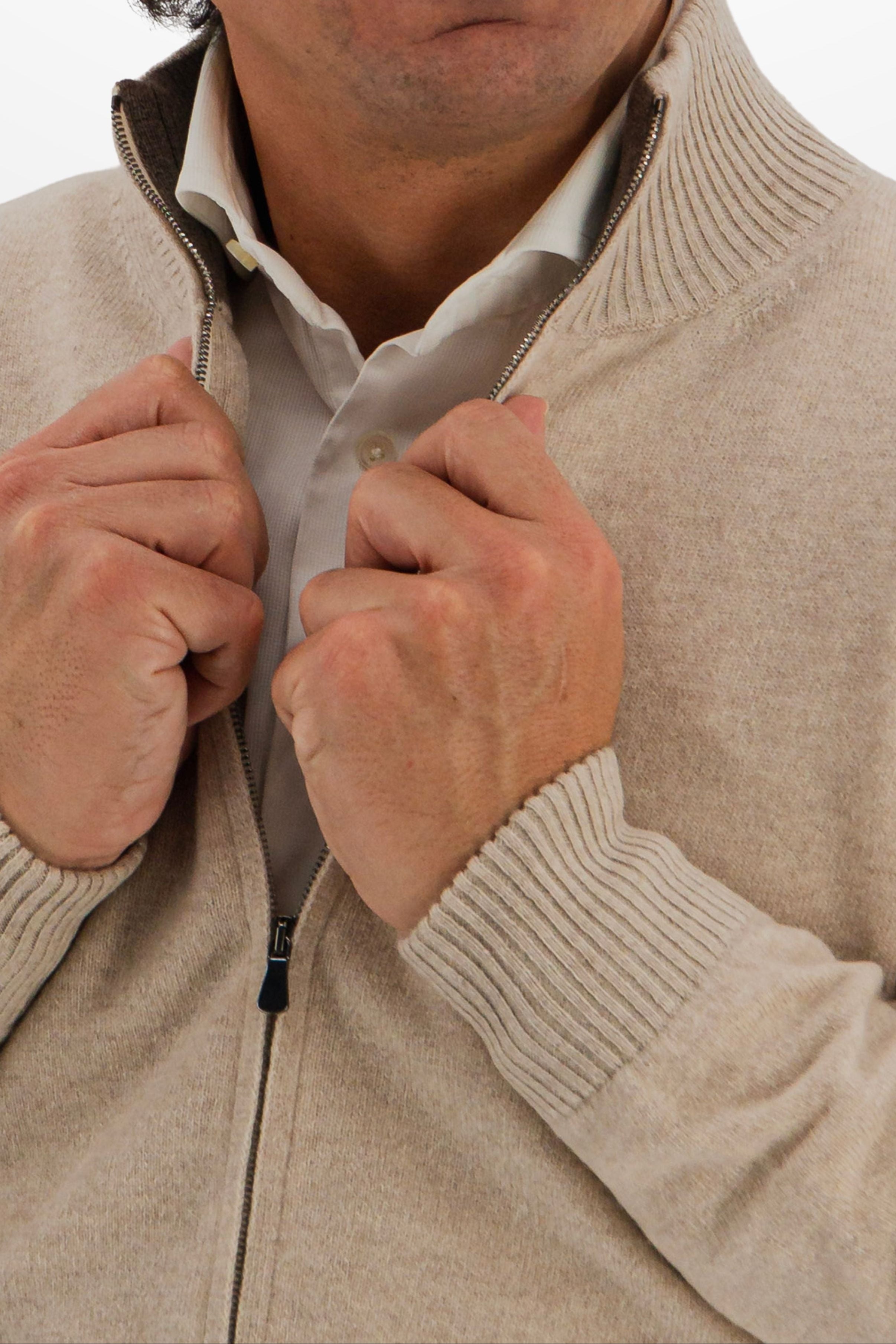 Full Zip 100% Cashmere Pebble