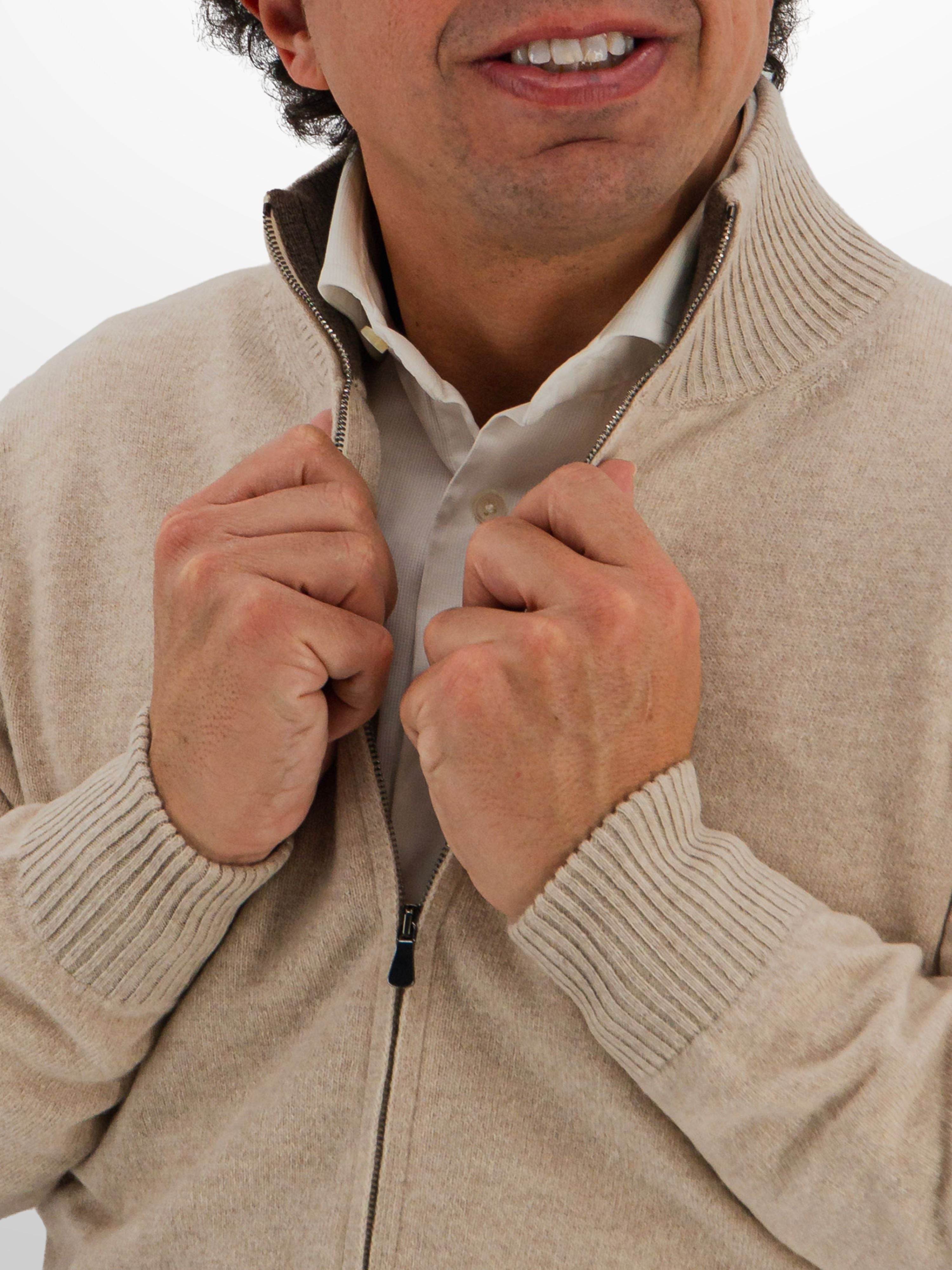 Full Zip 100% Cashmere Pebble