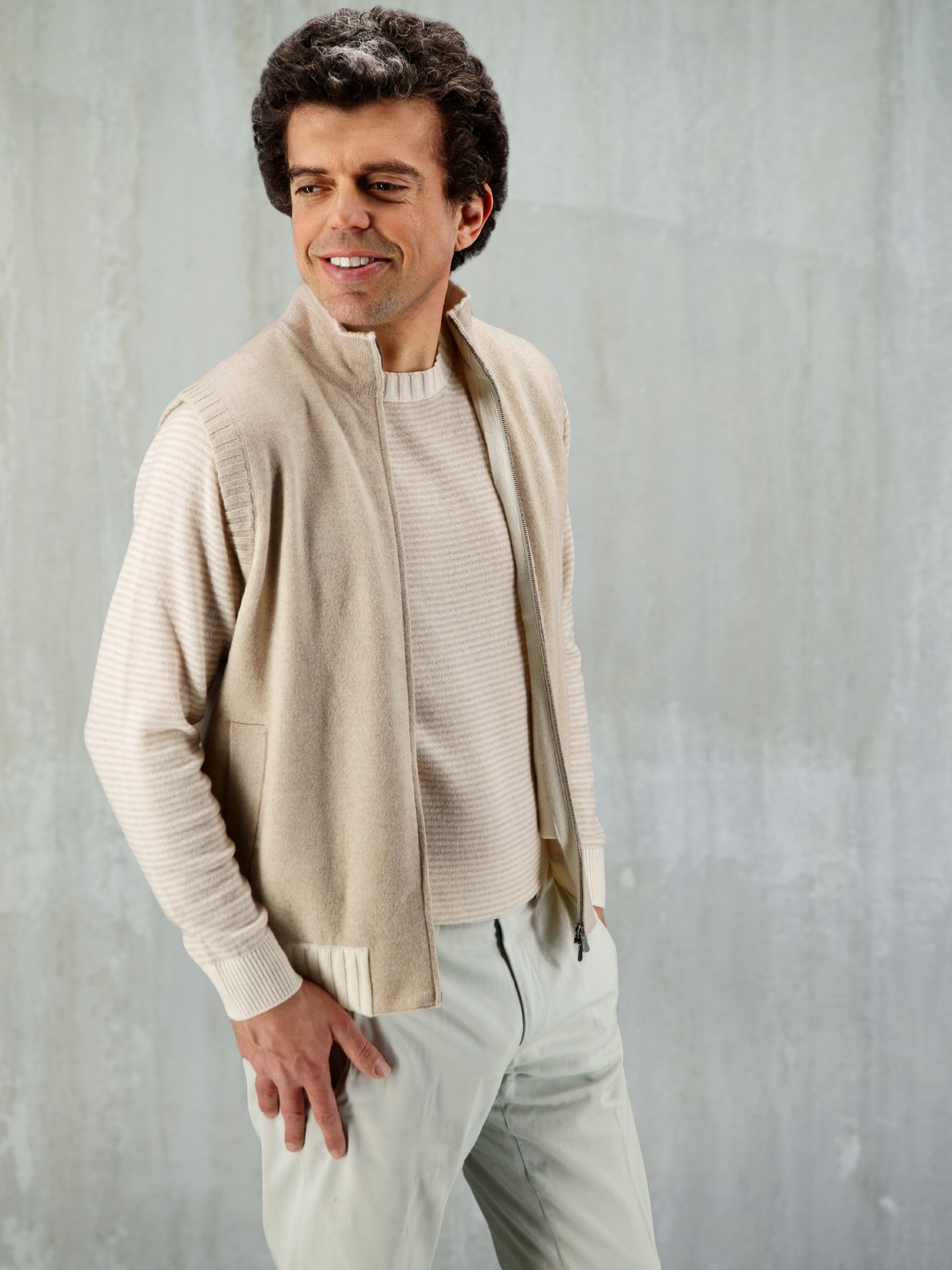 Gilet Double Pebble 100% Cashmere