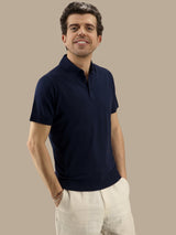 Polo Shirt Short Sleeves Midnight Blue 100% Silk