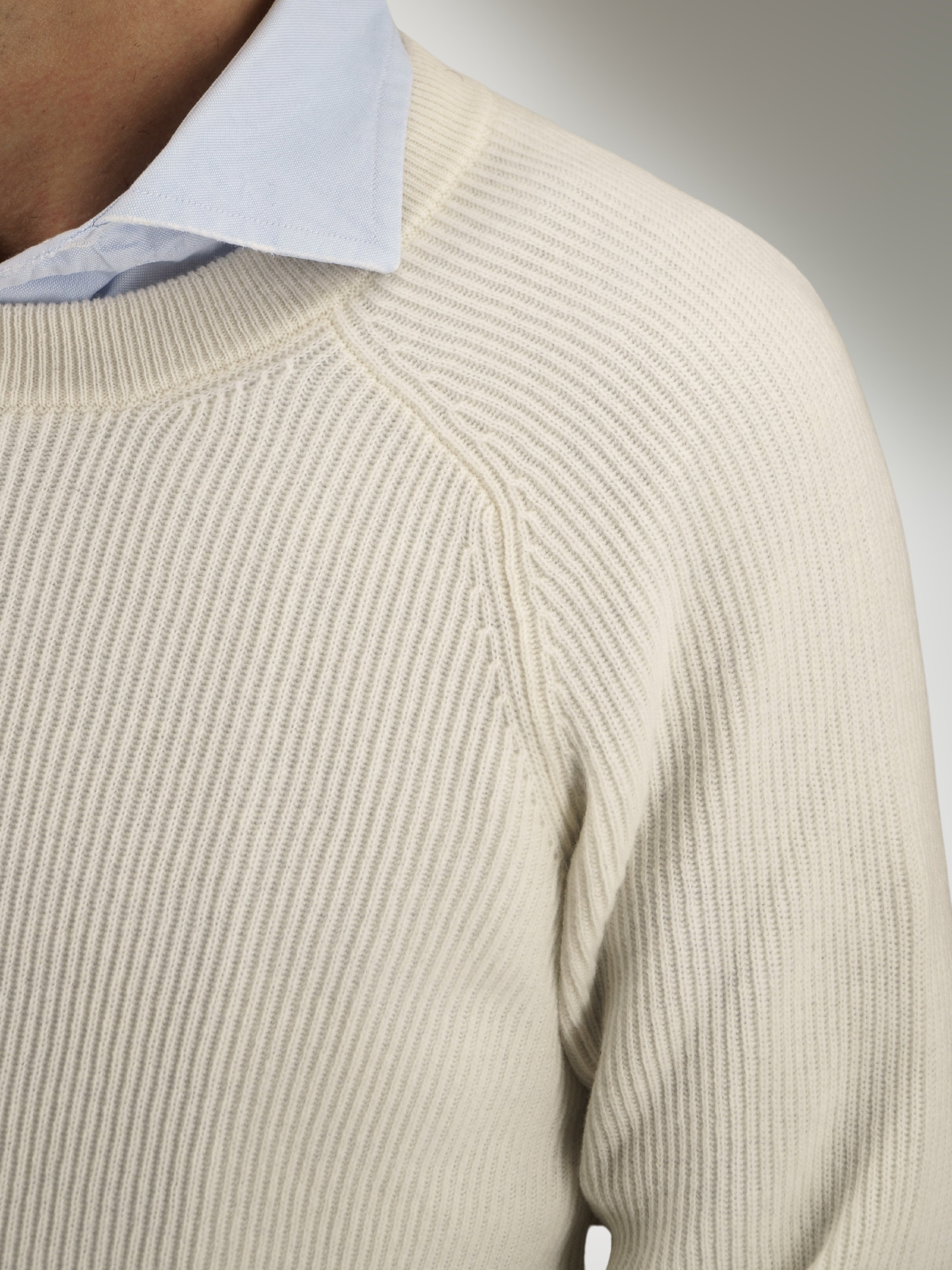 Ribbed Crewneck Panna 100% Cashmere