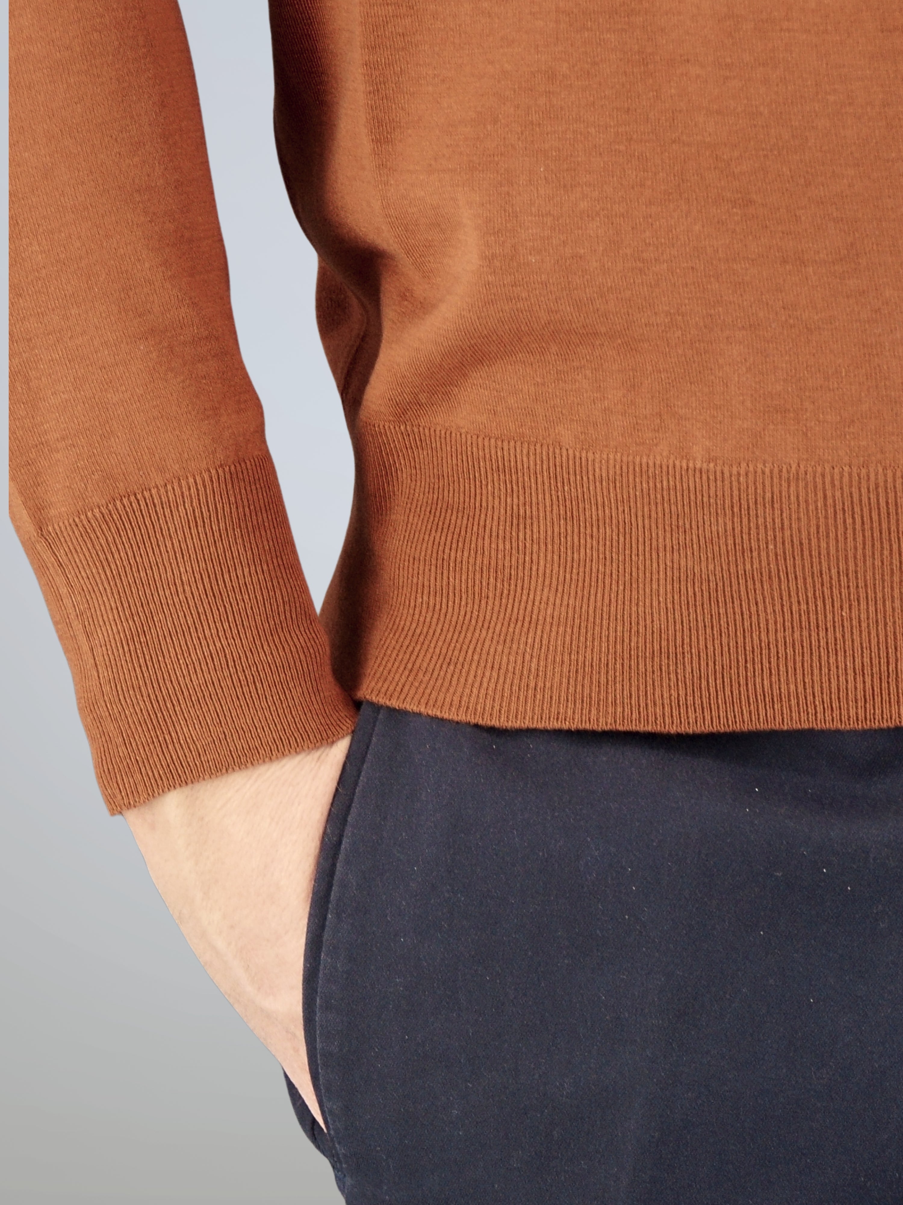 Knitted Polo Long Sleeves Terracotta 100% Silk