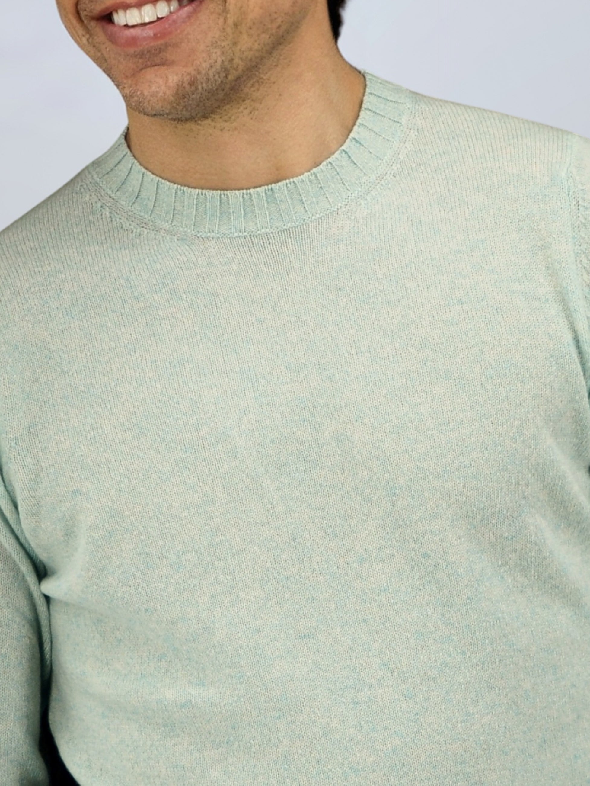 Crew Neck Nuvola Acquamarina 100% Cashmere