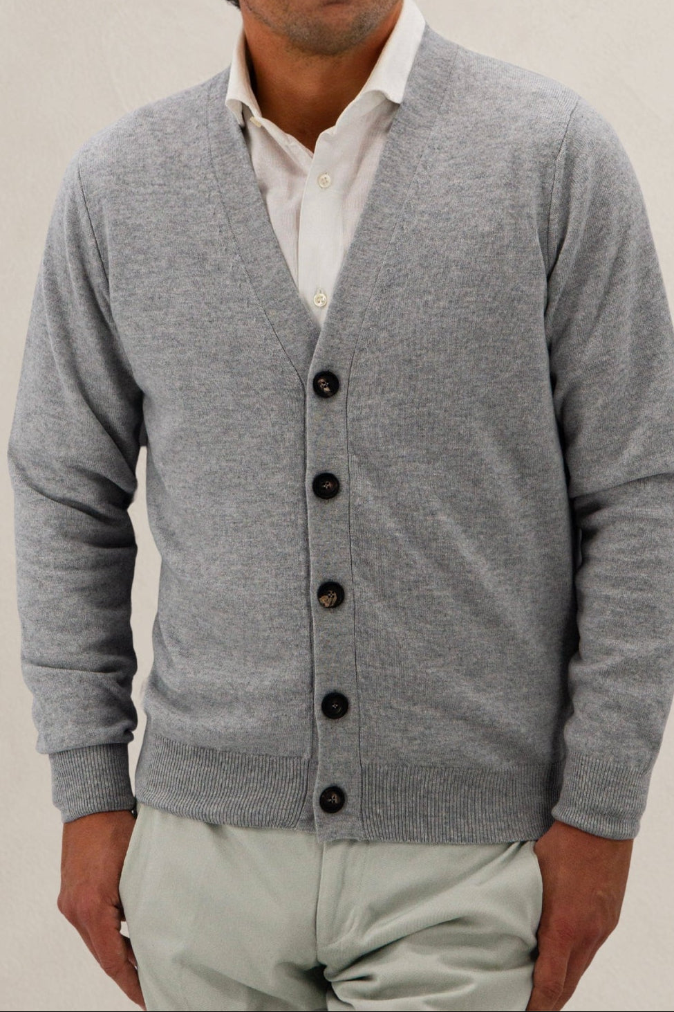 Cardigan 2 Ply 100% Cashmere - Moka