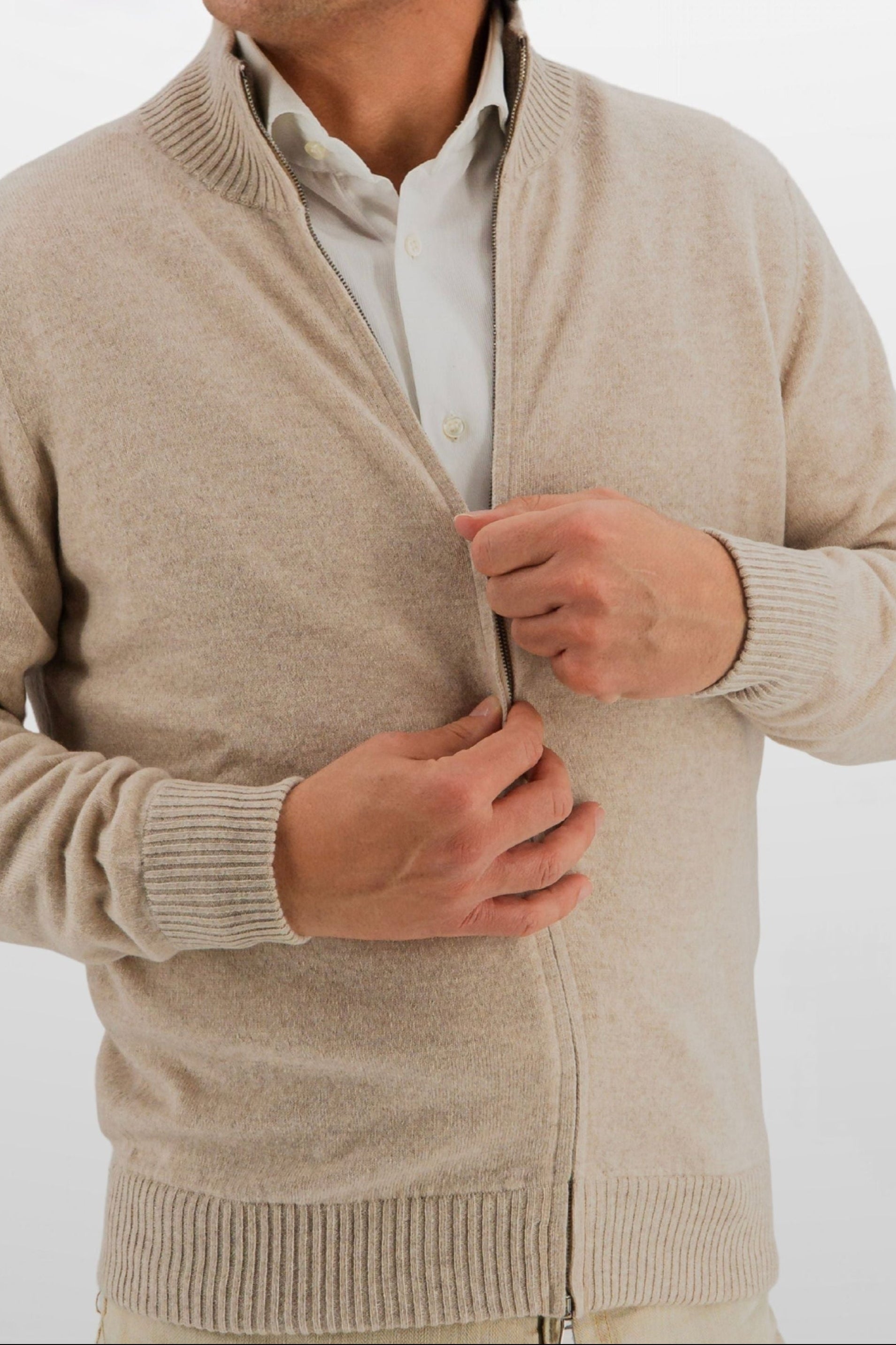 Full Zip 100% Cashmere Pebble