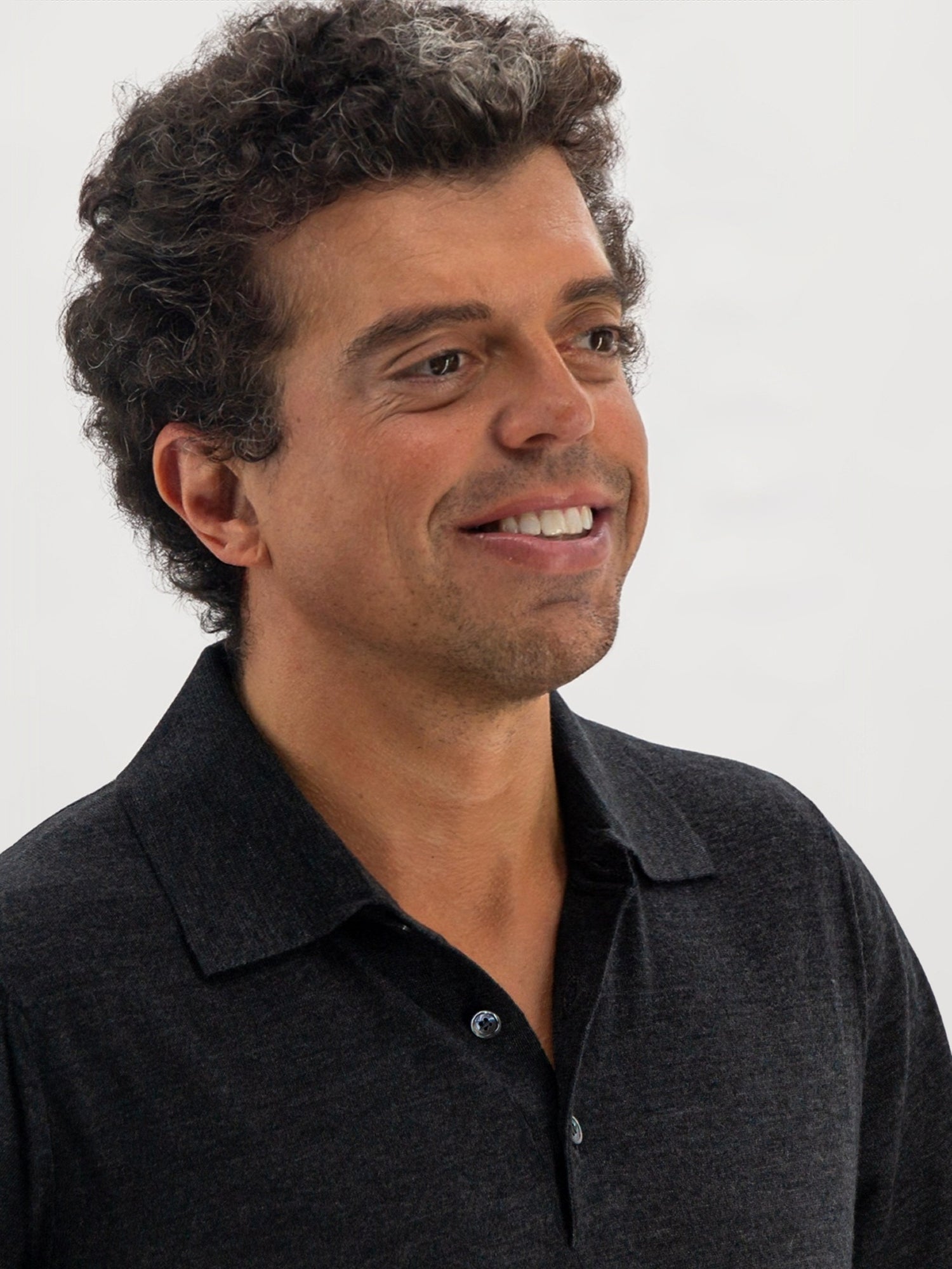 Polo Sweater Grafite Cashmere Wool and Silk