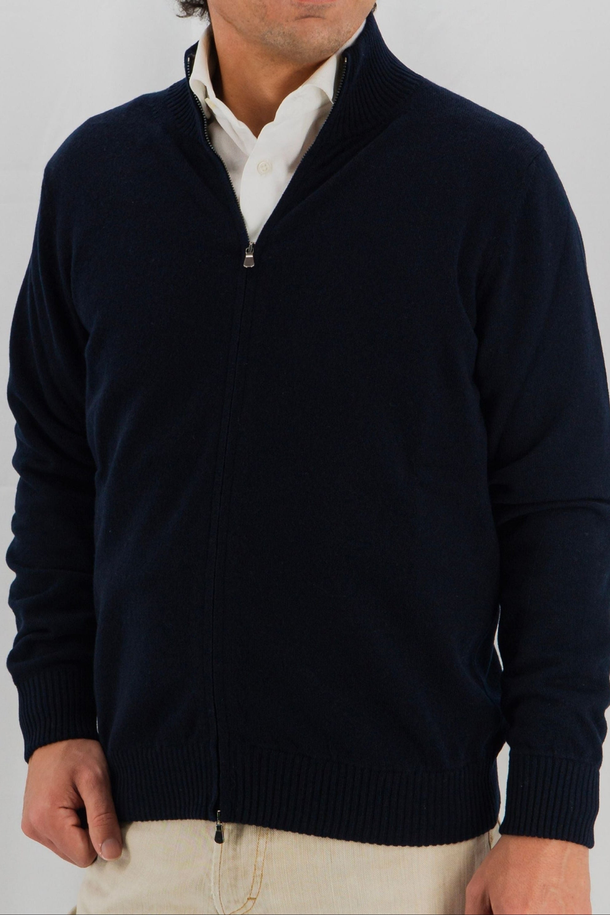 Full Zip 100% Cashmere Blu Navy