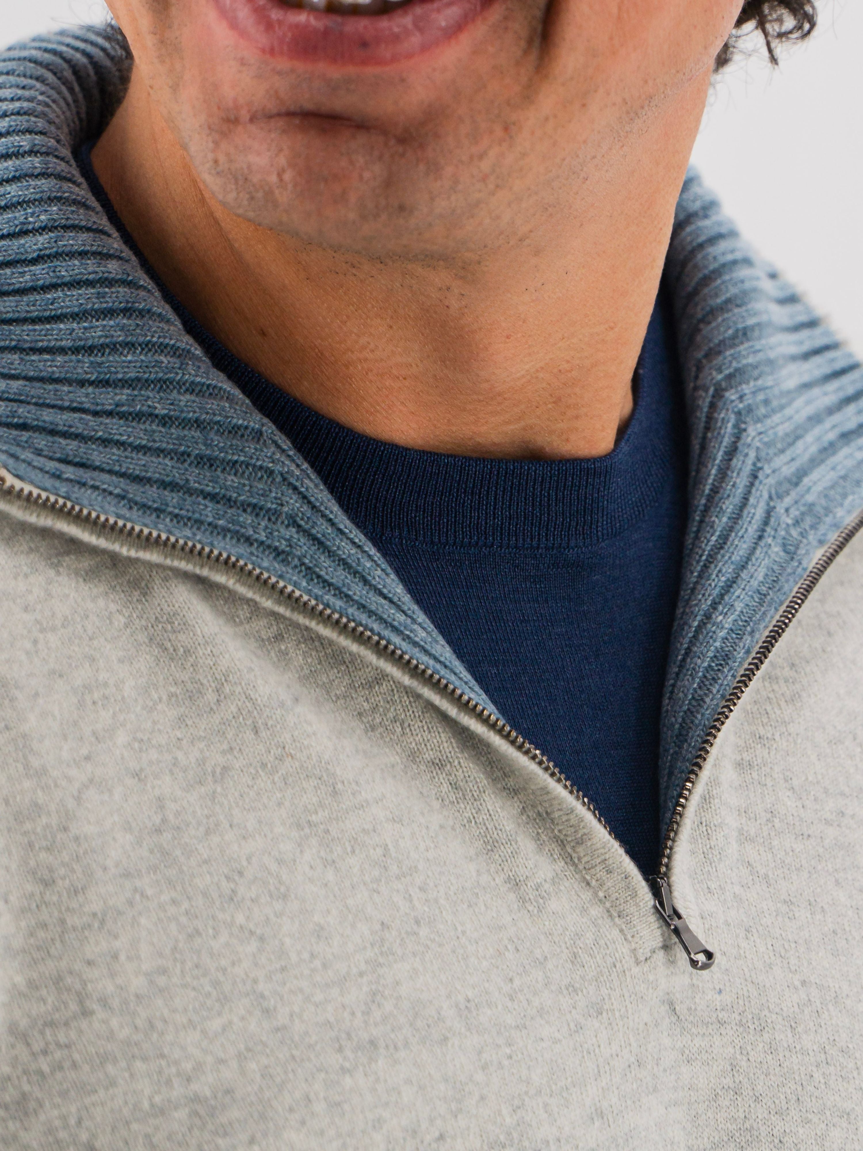 Half Zip 100% Cashmere Selenite