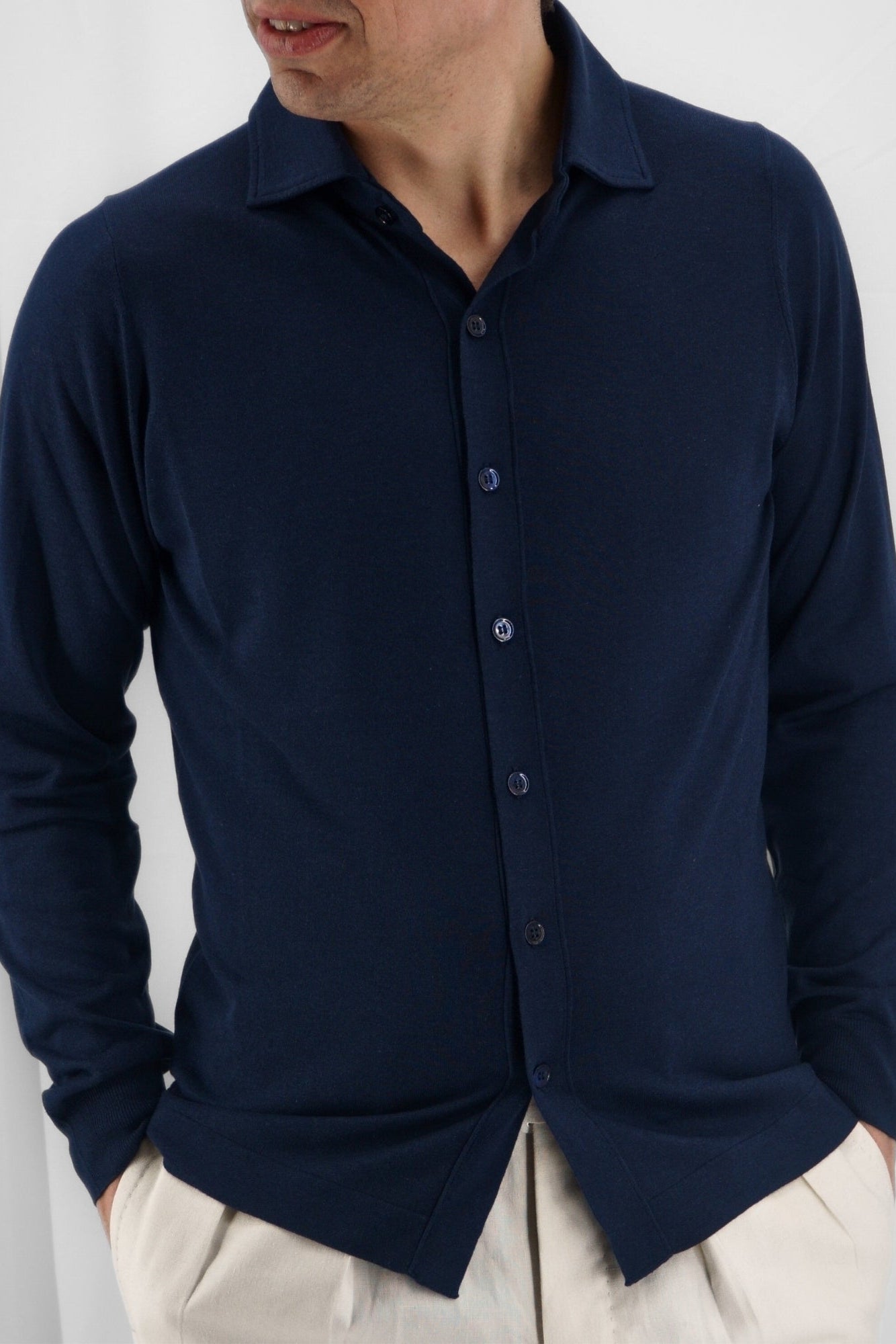 Knit Shirt Midnight Blue 100% Silk