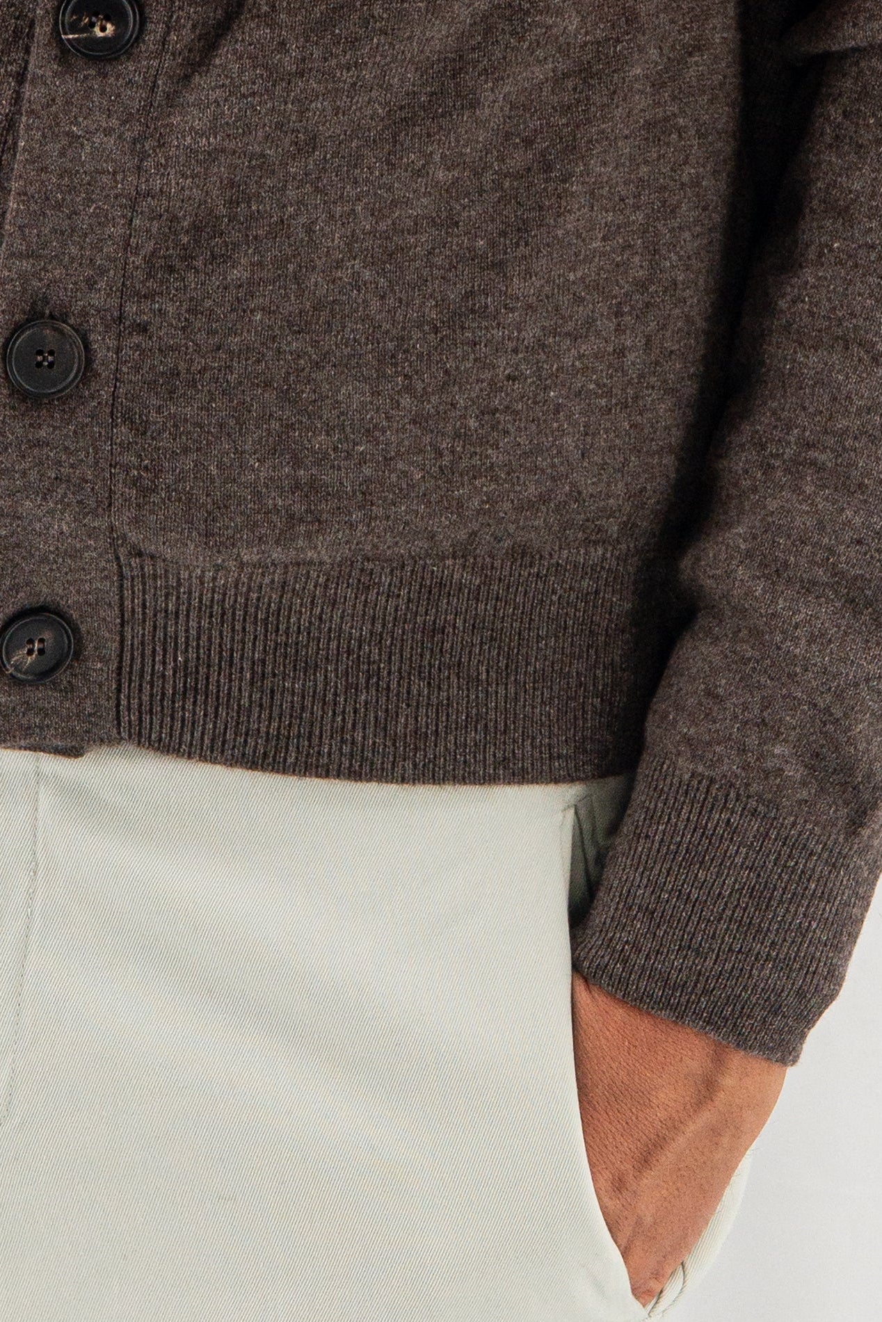 Cardigan 2 Ply 100% Cashmere - Moka