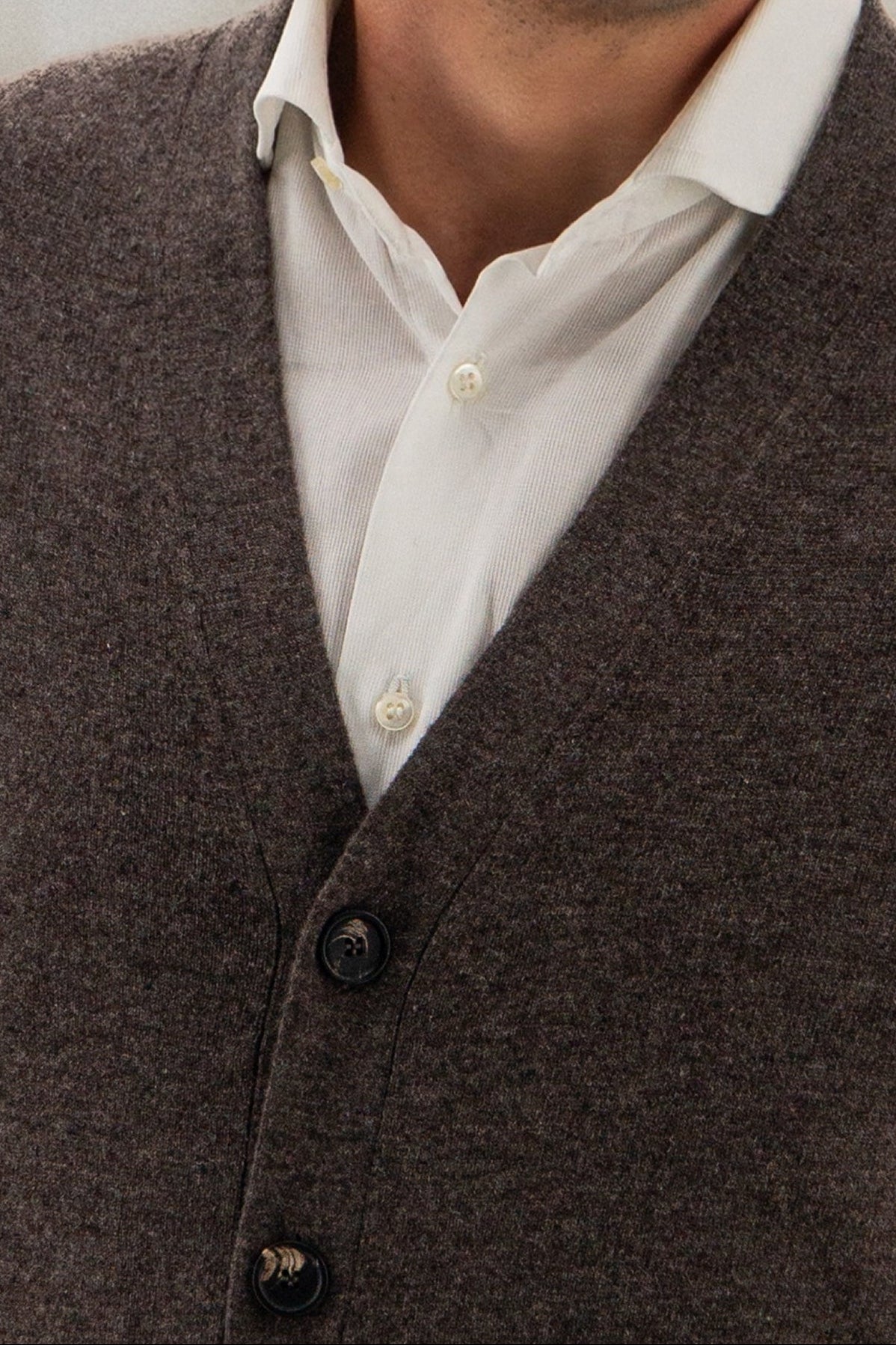 Cardigan 2 Ply 100% Cashmere - Moka