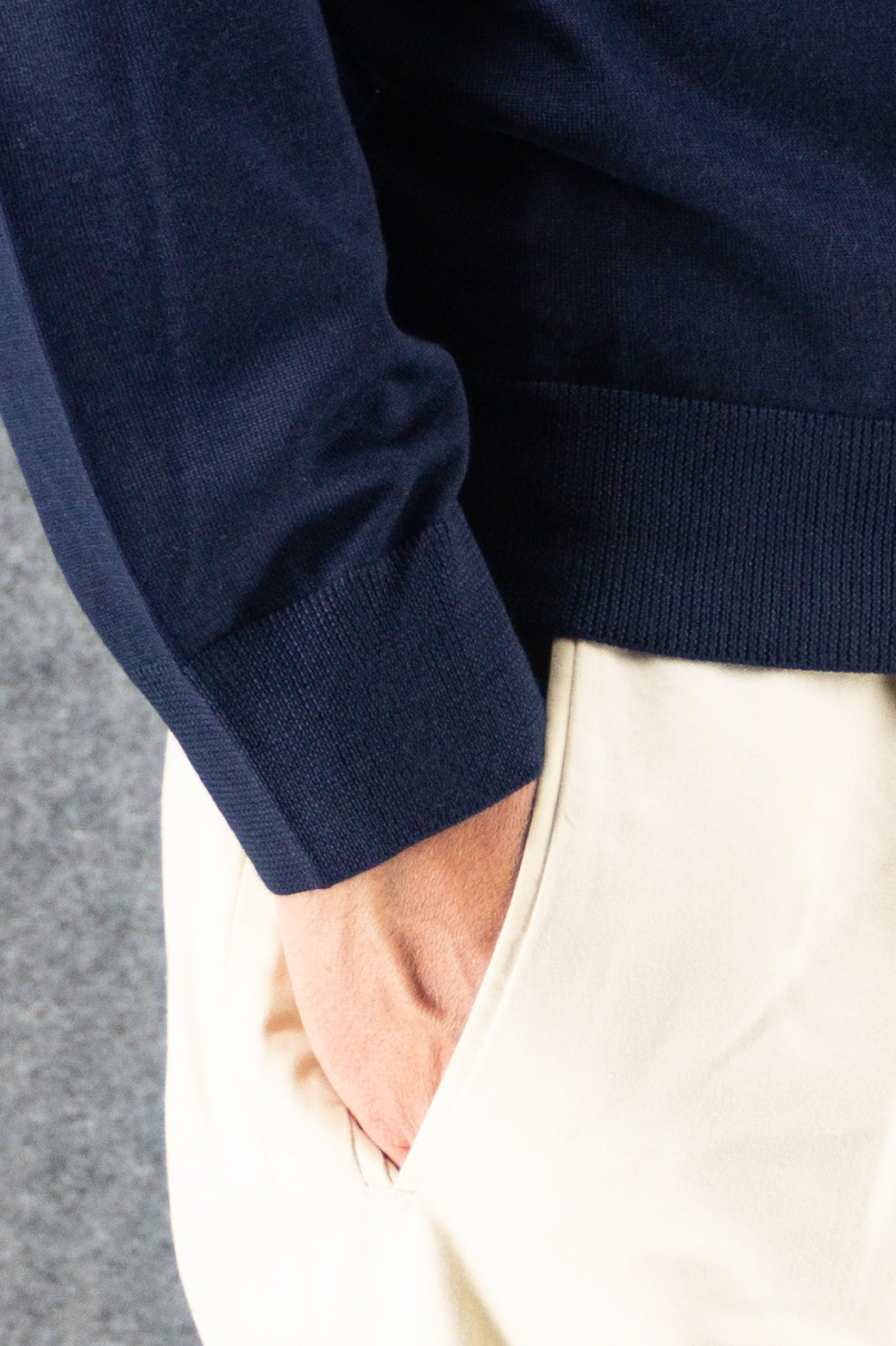 Polo Sweater Blu Notte Cashmere Wool and Silk