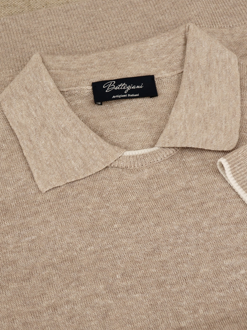 Short Sleeve Tee-Polo Sabbia 68% Linen 32% Cotton