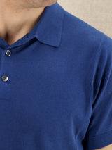 Polo Shirt Short Sleeves Blu Portofino 100% Silk