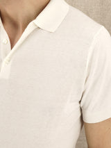 Polo Shirt Short Sleeves Latte 100% Silk