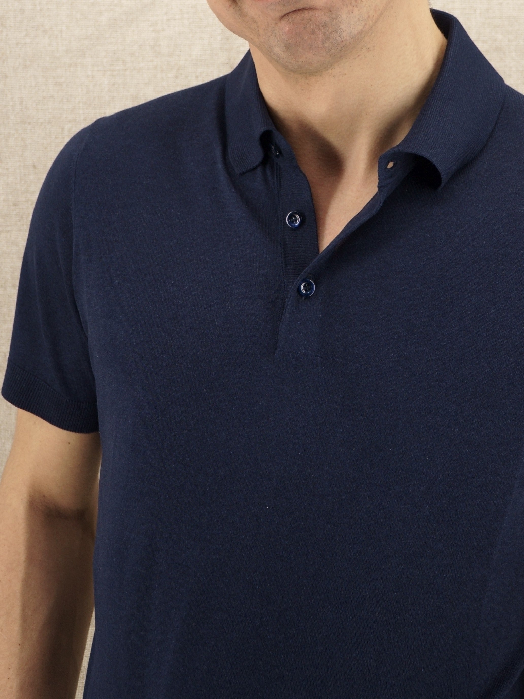 Polo Maniche Corte Midnight Blue 100% Seta