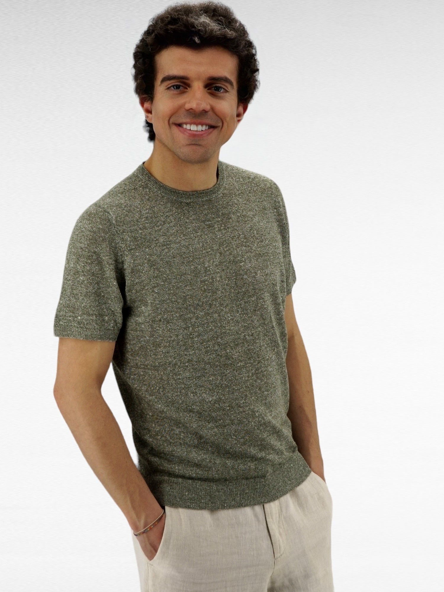 Knit T-Shirt Oliva 68% Linen 32% Cotton 