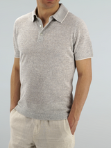 Short Sleeve Polo Shirt Pure Grey 68% Linen 32% Cotton