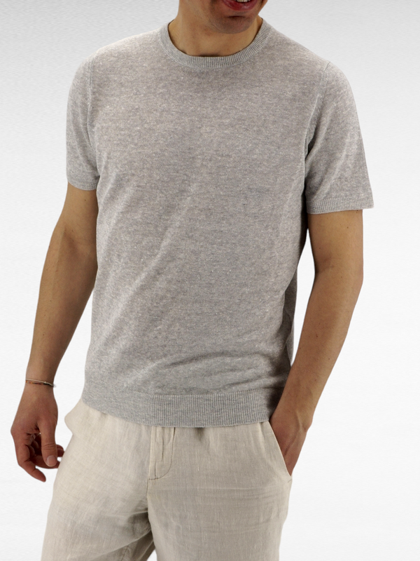 T-Shirt in maglia Pure Grey 68% Lino 32% Cotone