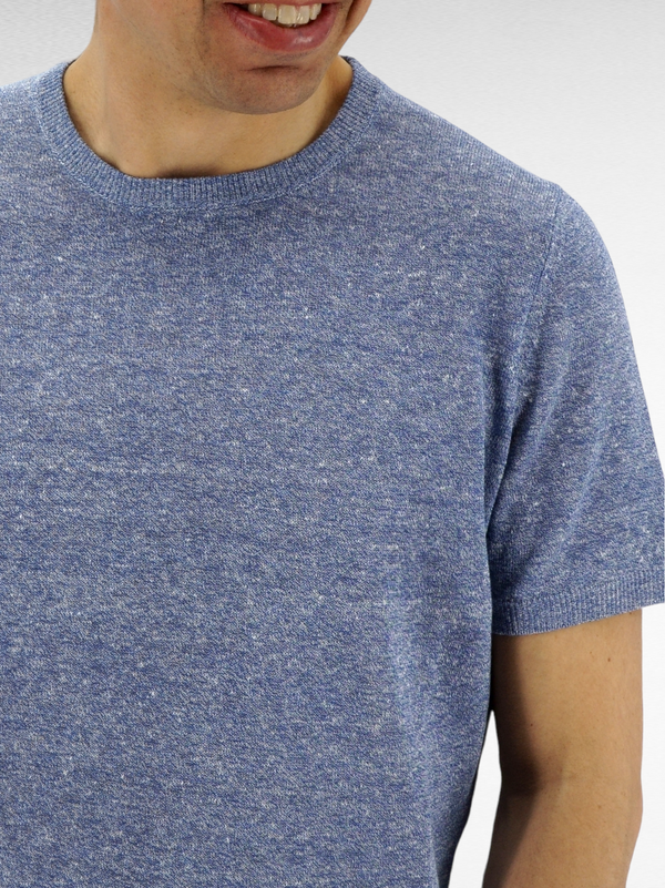 T-Shirt in maglia Azzurro 68% Lino 32% Cotone