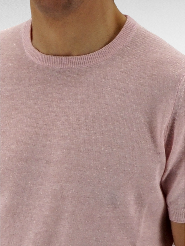 T-Shirt in maglia Rosa 68% Lino 32% Cotone