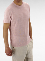T-Shirt in maglia Rosa 68% Lino 32% Cotone