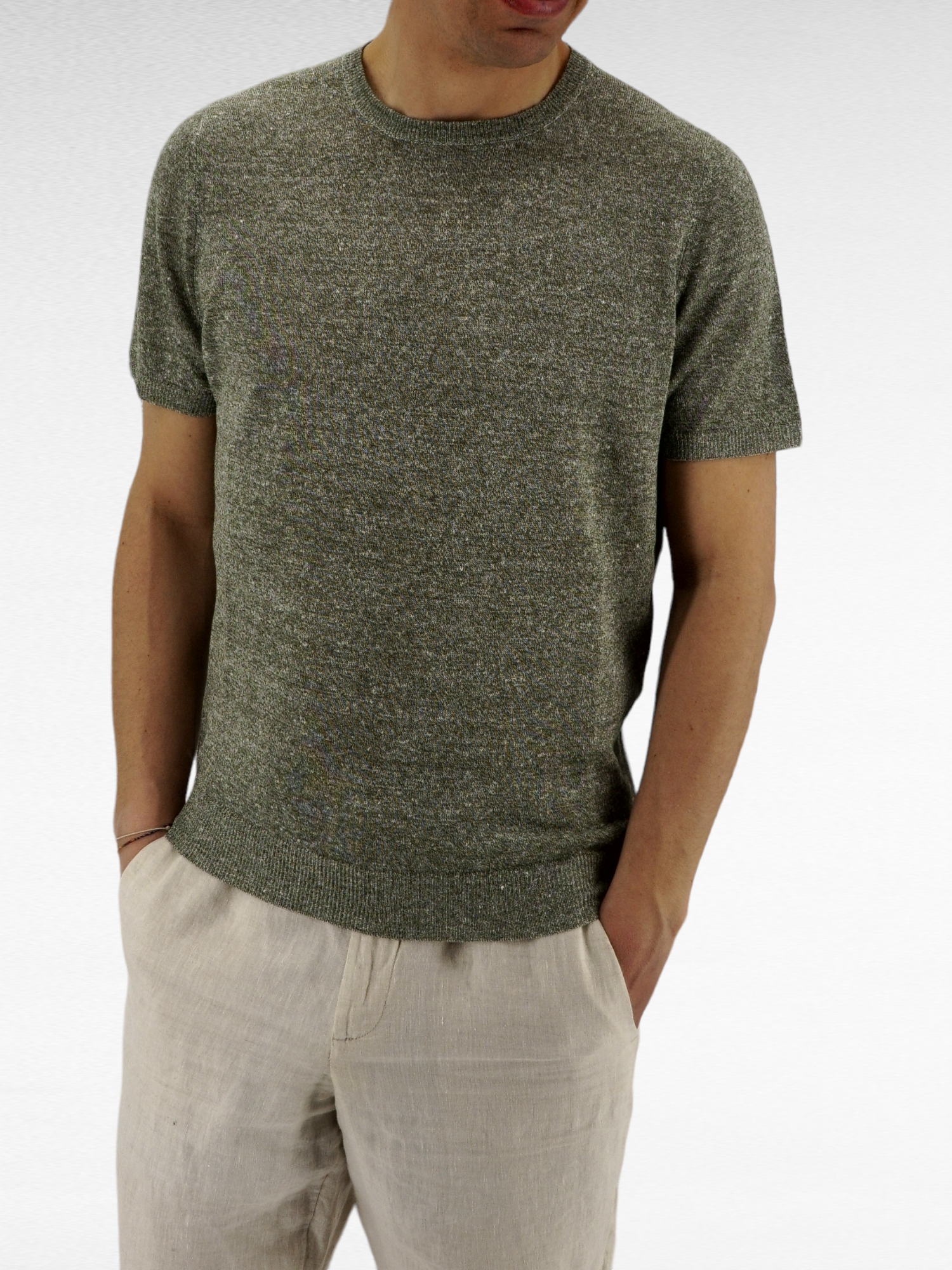 Knit T-Shirt Oliva 68% Linen 32% Cotton 