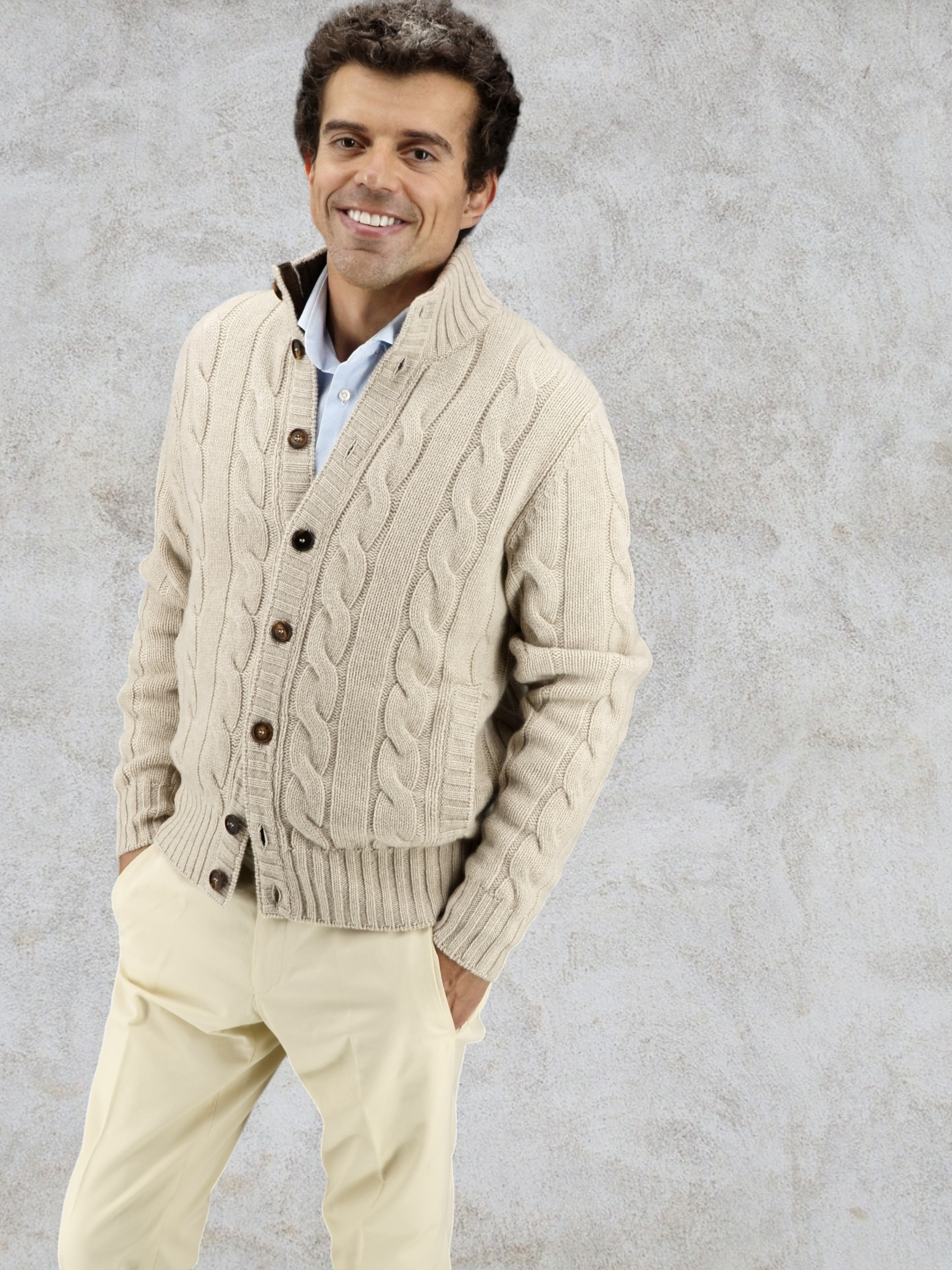 Cable Jacket Naturale 100% Cashmere