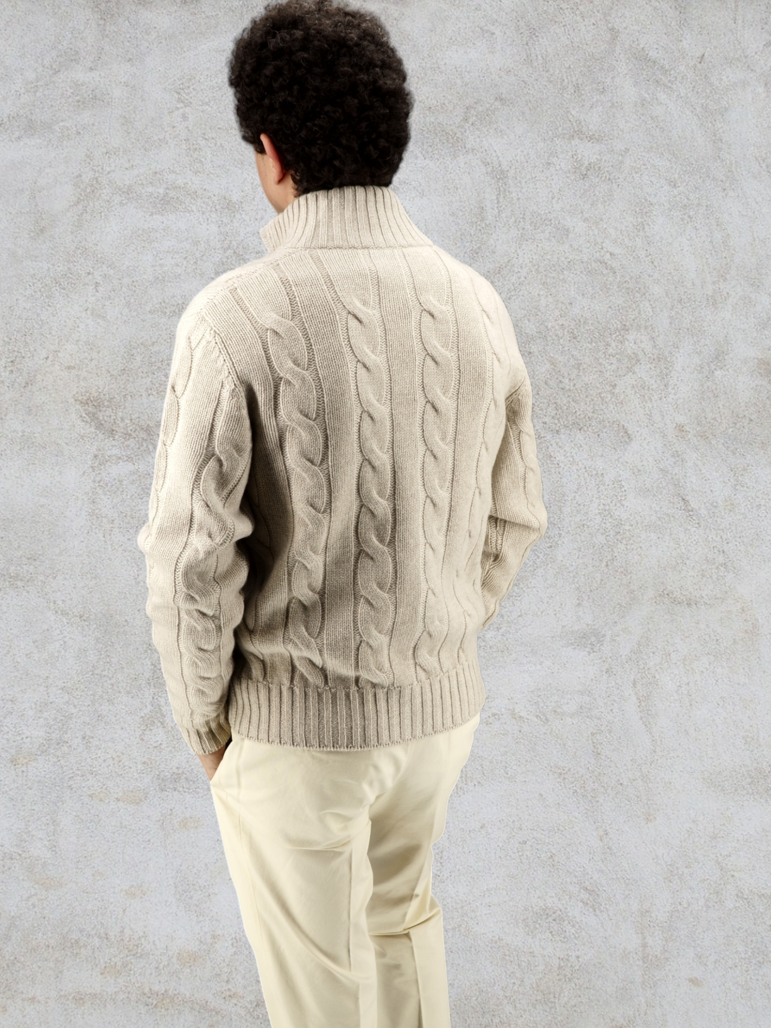 Cable Jacket Naturale 100% Cashmere