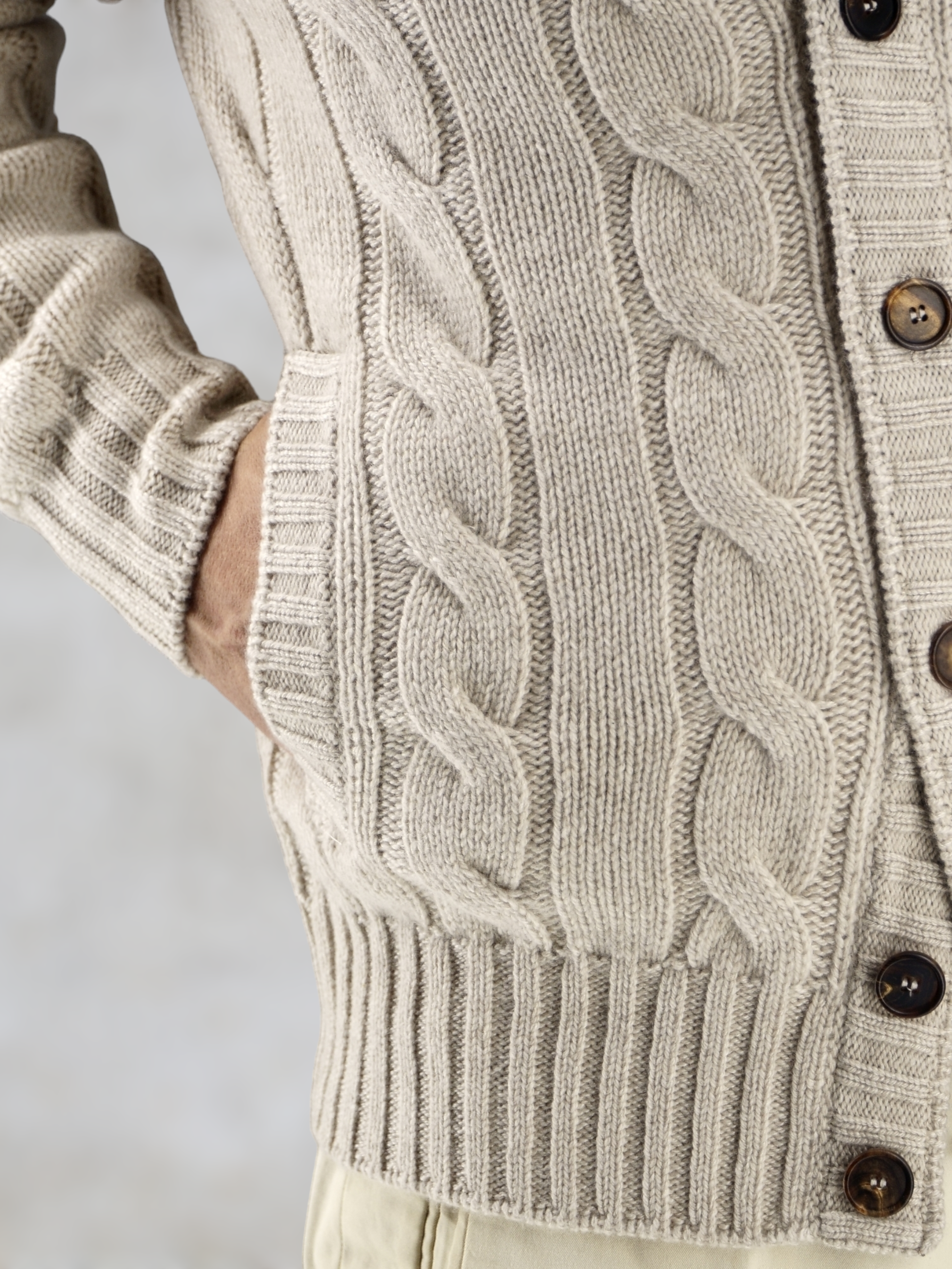 Cable Jacket Naturale 100% Cashmere