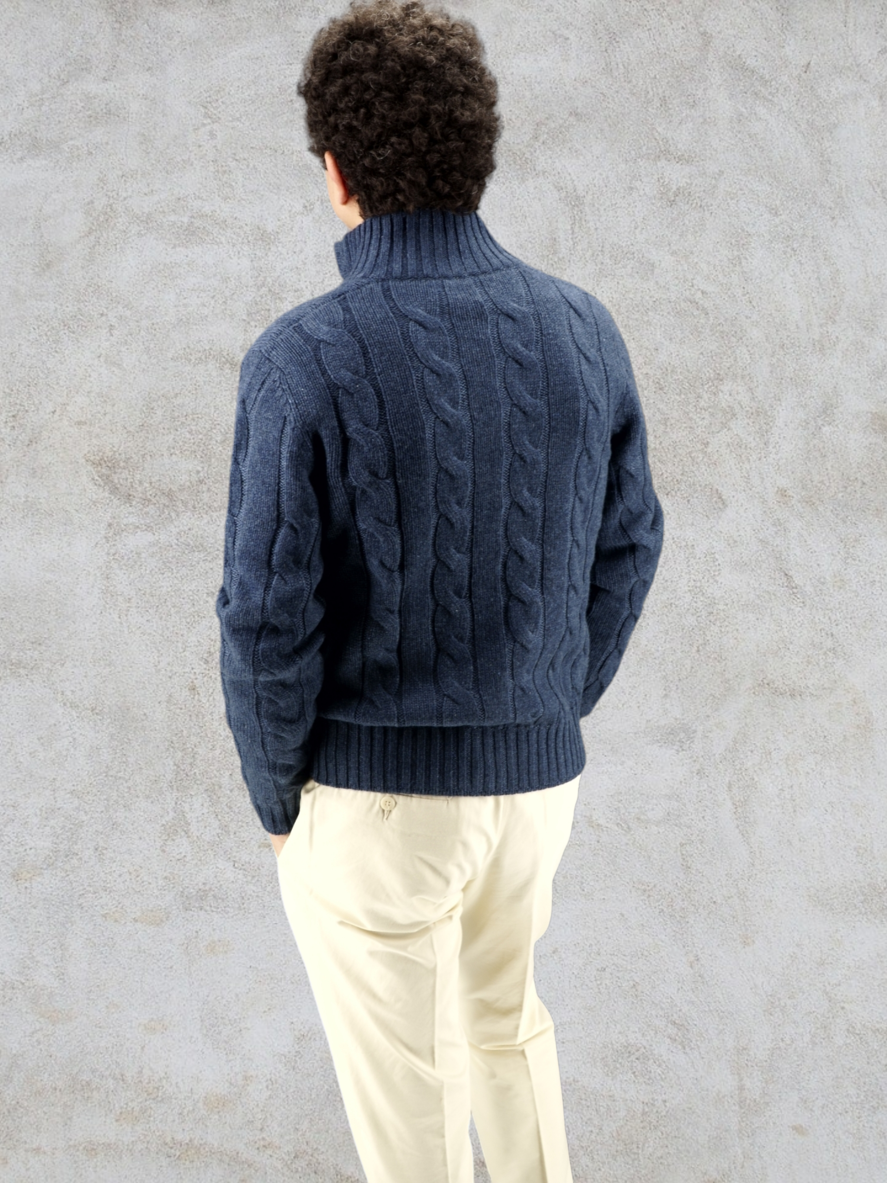 Cable Jacket Blu di Prussia 100% Cashmere