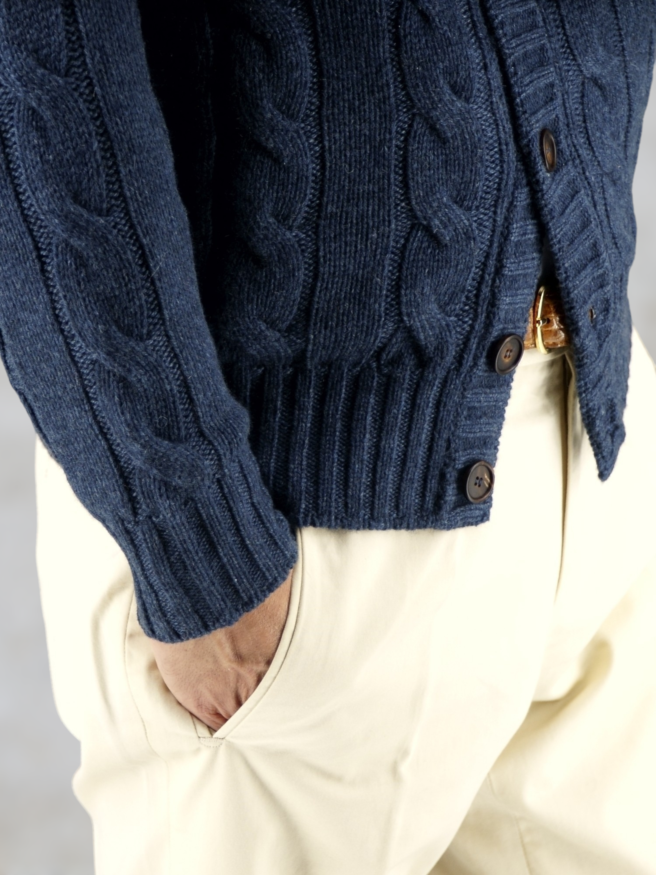 Cable Jacket Blu di Prussia 100% Cashmere