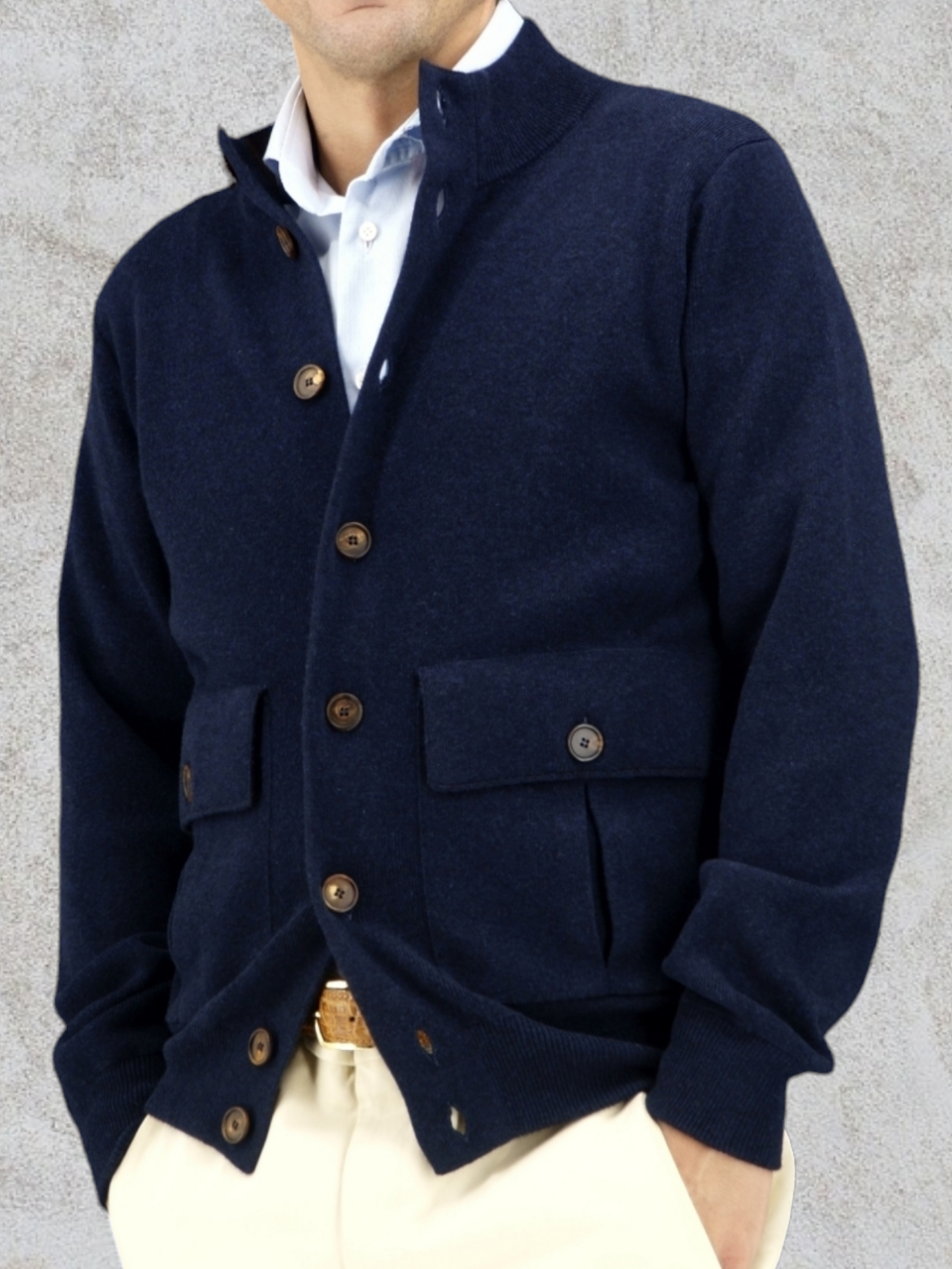 Bomber Milano Blu Navy 100% Cashmere