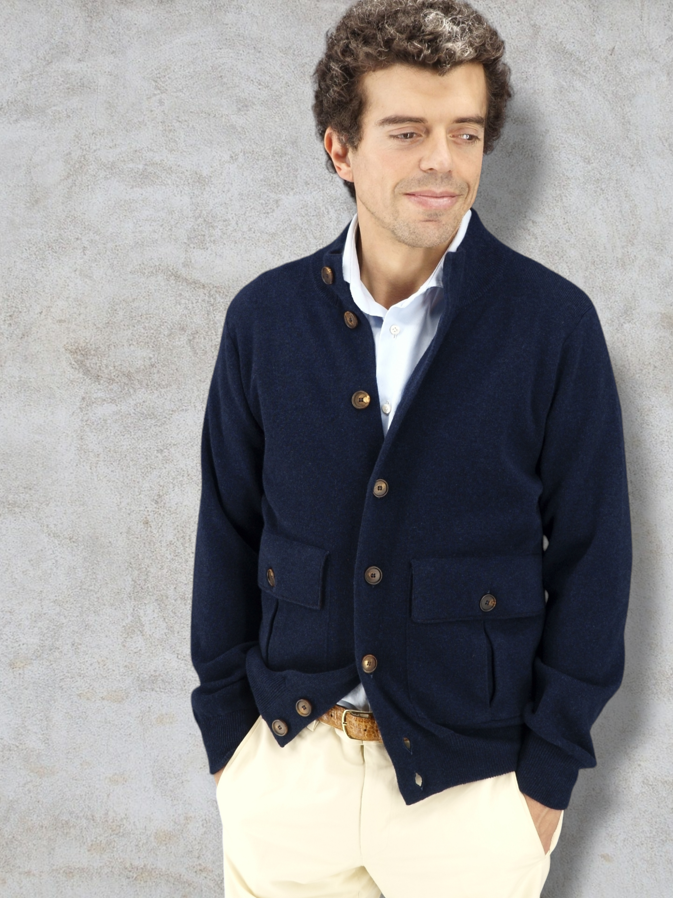 Bomber Milano Blu Navy 100% Cashmere