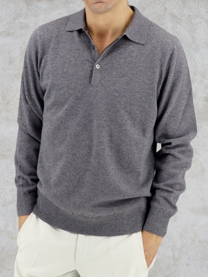 Knitted Polo 100% Cashmere Ironmood