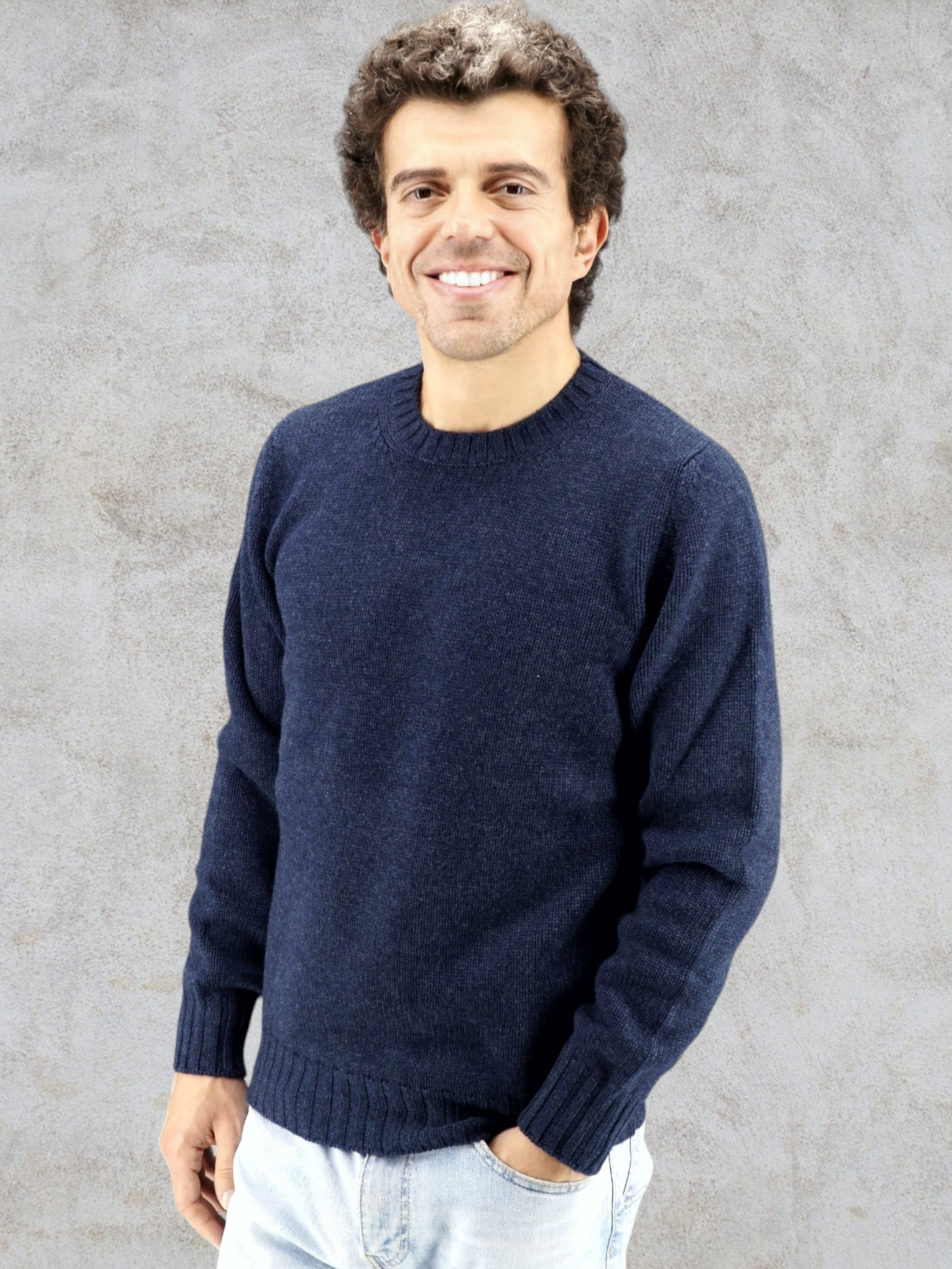 Crewneck Dolomiti Steelblu 100% Cashmere