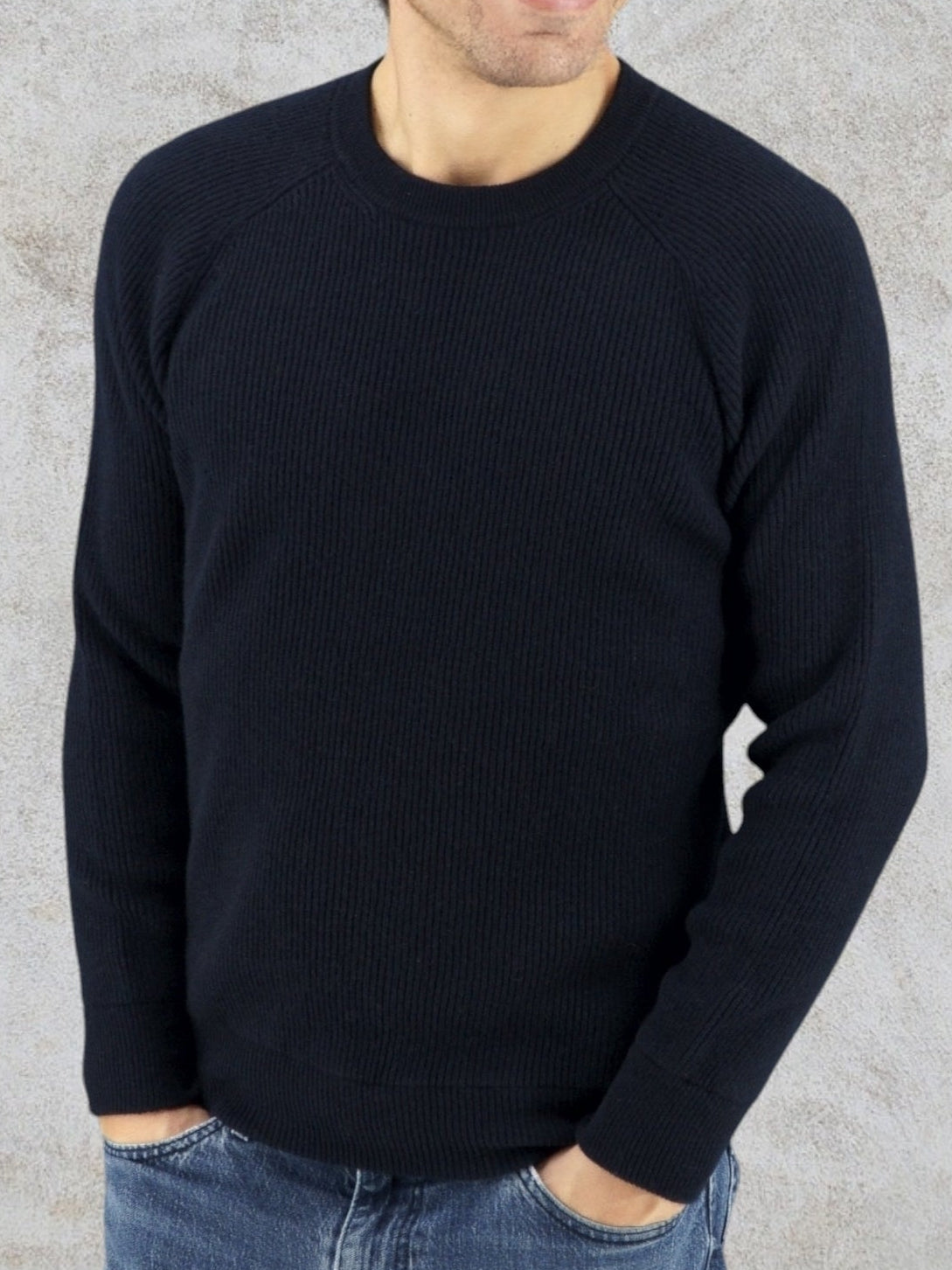 Girocollo Maglia Inglese Blu Notte 100% Cashmere