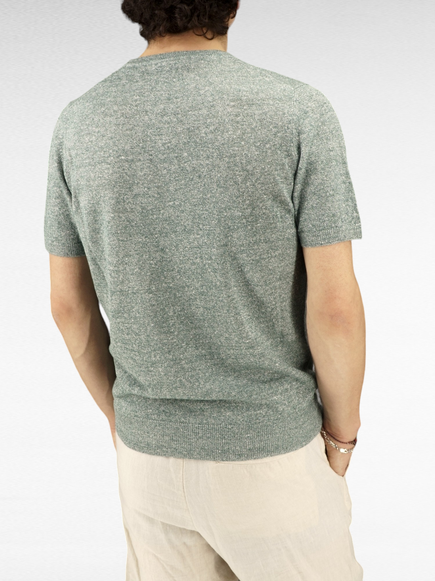 Knit T-Shirt Petrolio 68% Linen 32% Cotton 