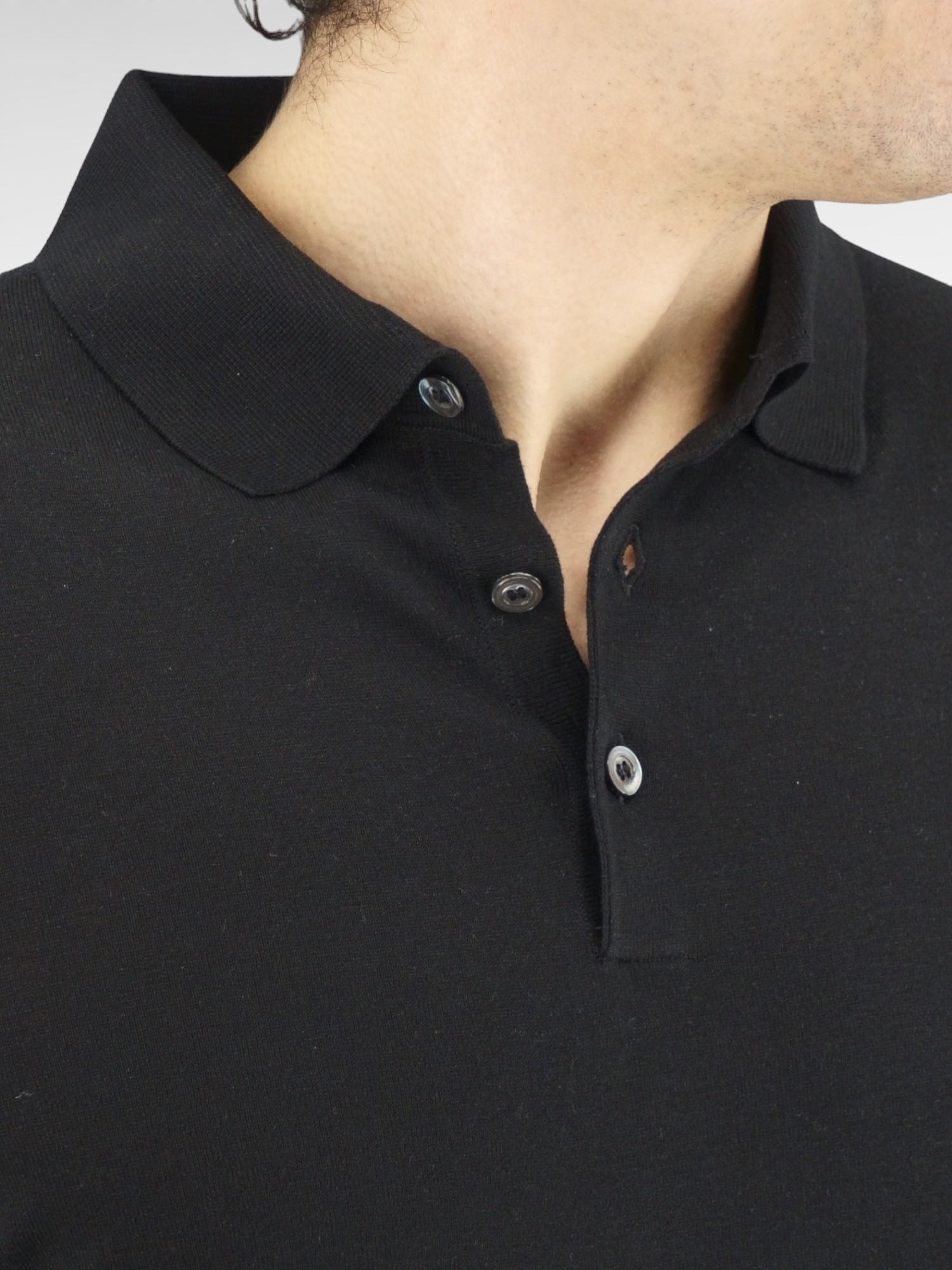 Polo in Maglia Maniche Lunghe Noir 100% Seta