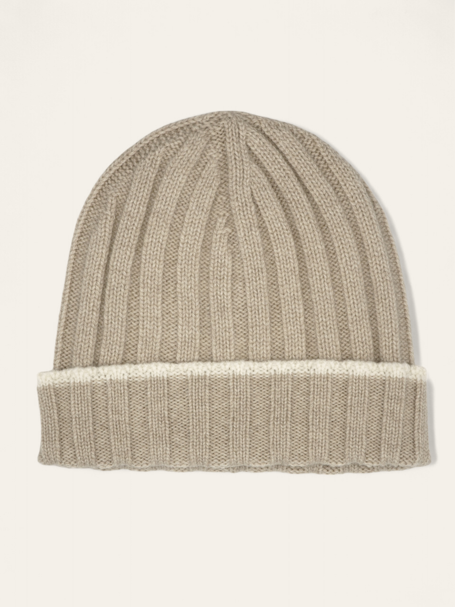 Ribbed Beanie Pebble 100% Cashmere