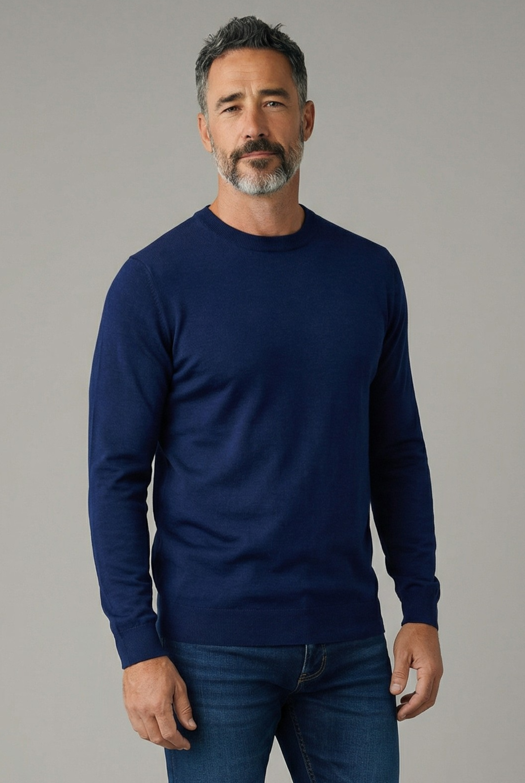 T-Shirt Maniche Lunghe Midnight Blue 100% Seta