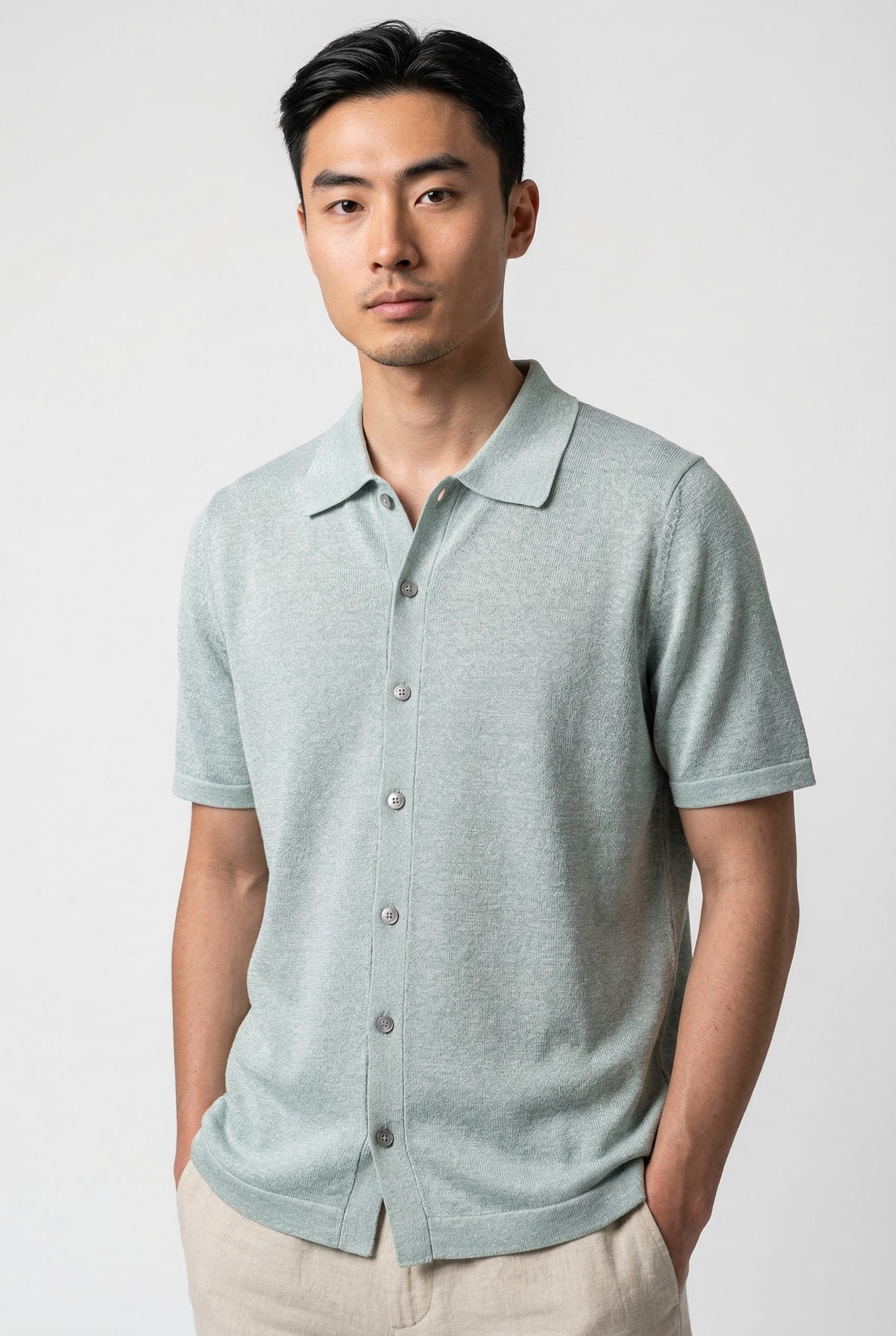 Aria Shirt Blu 68% Linen 32% Cotton