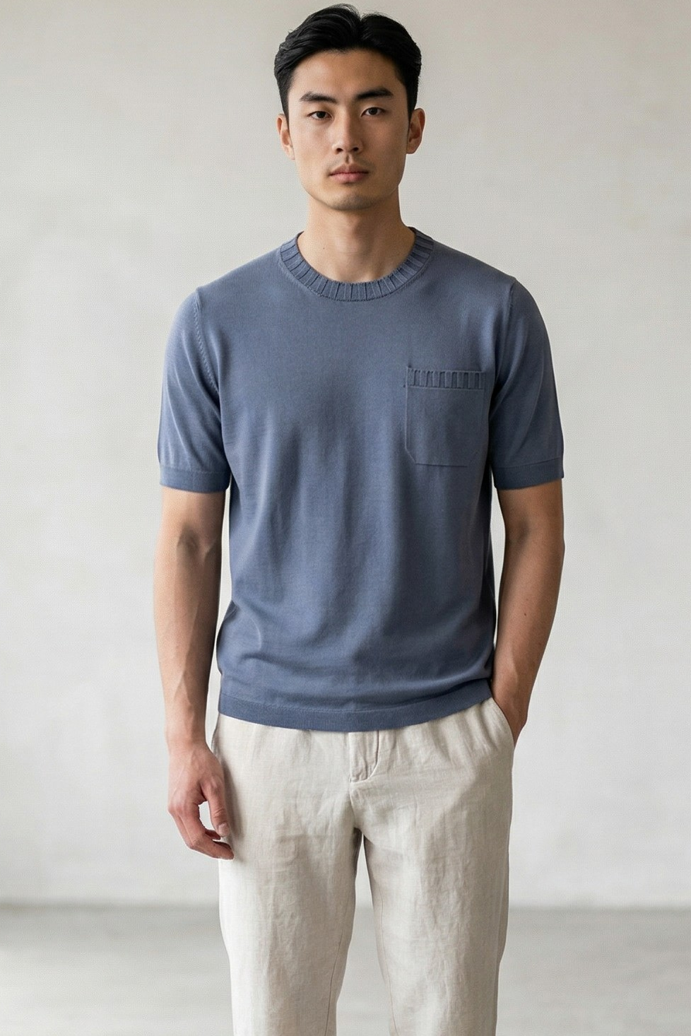 T-Shirt Costiera Blu Ardesia 100% Cotton