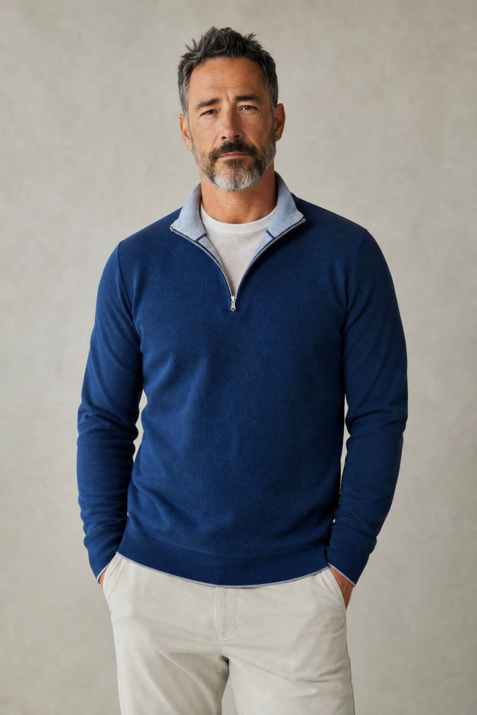 1/2 Zip Piquet Portofino 100% Silk