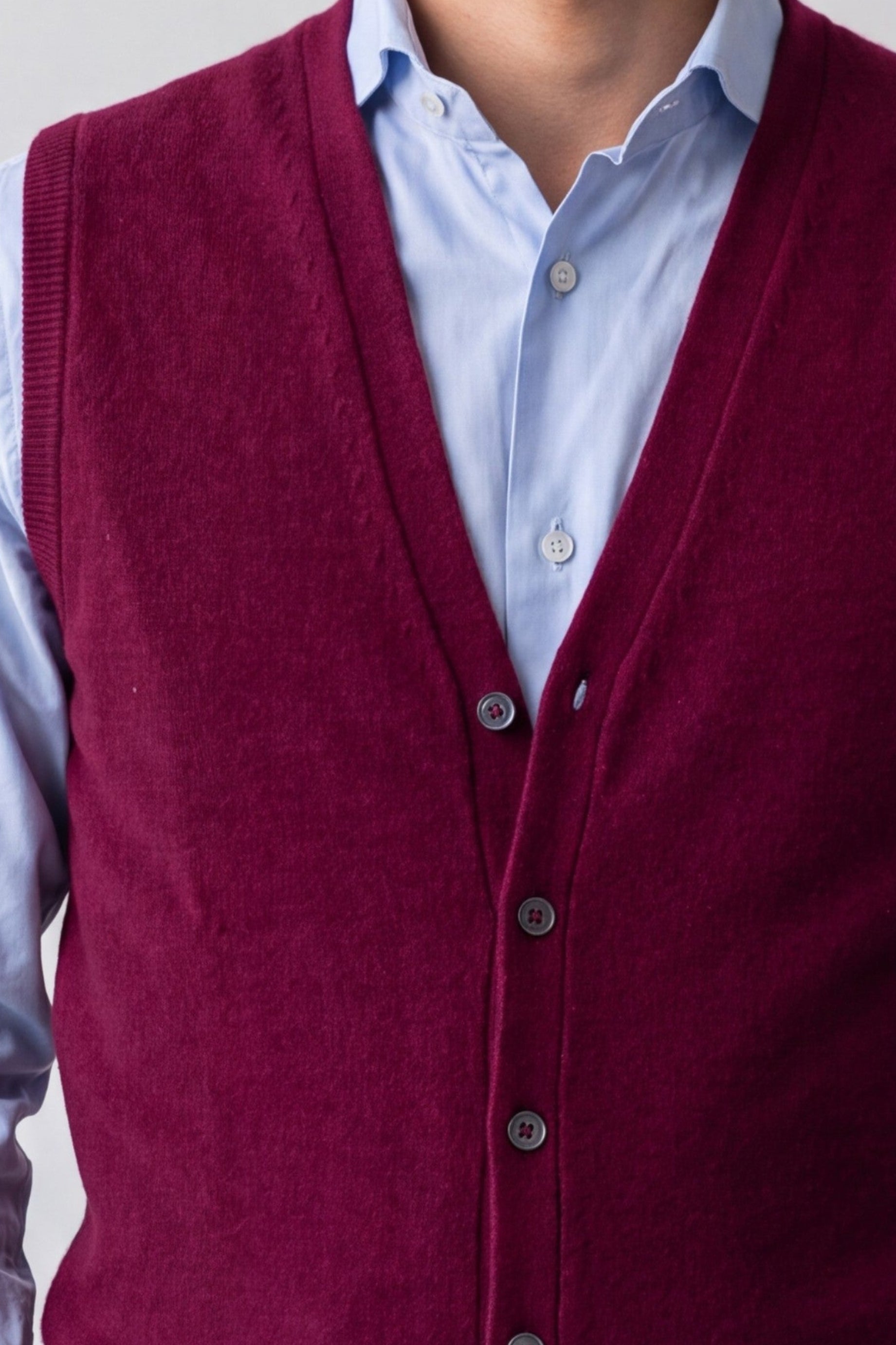 GILET BOTTONI PRUGNA 100% CASHMERE