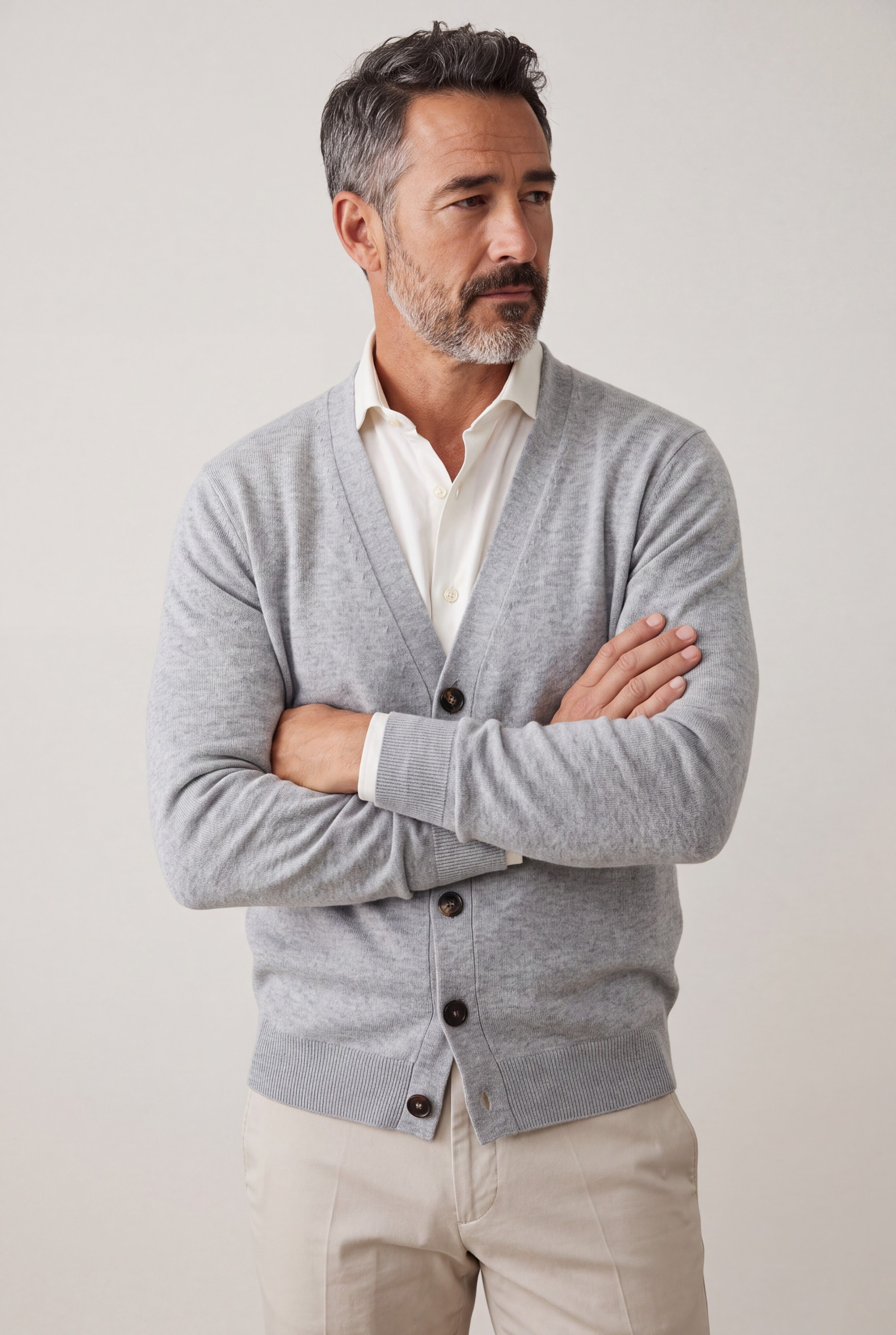 Cardigan 2 Ply 100% Cashmere - Moka