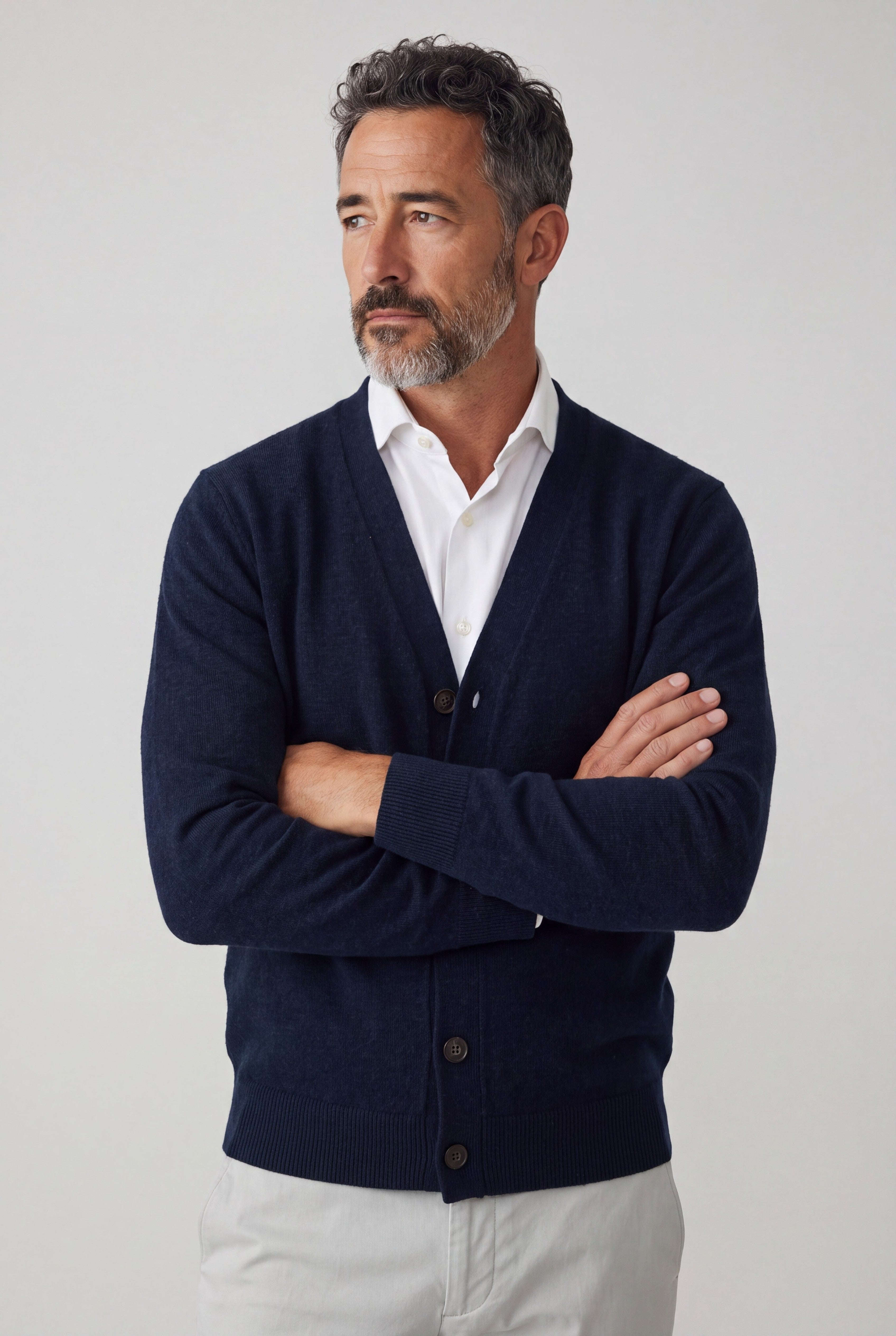 Cardigan 2 Fili 100% Cashmere - Blu Navy
