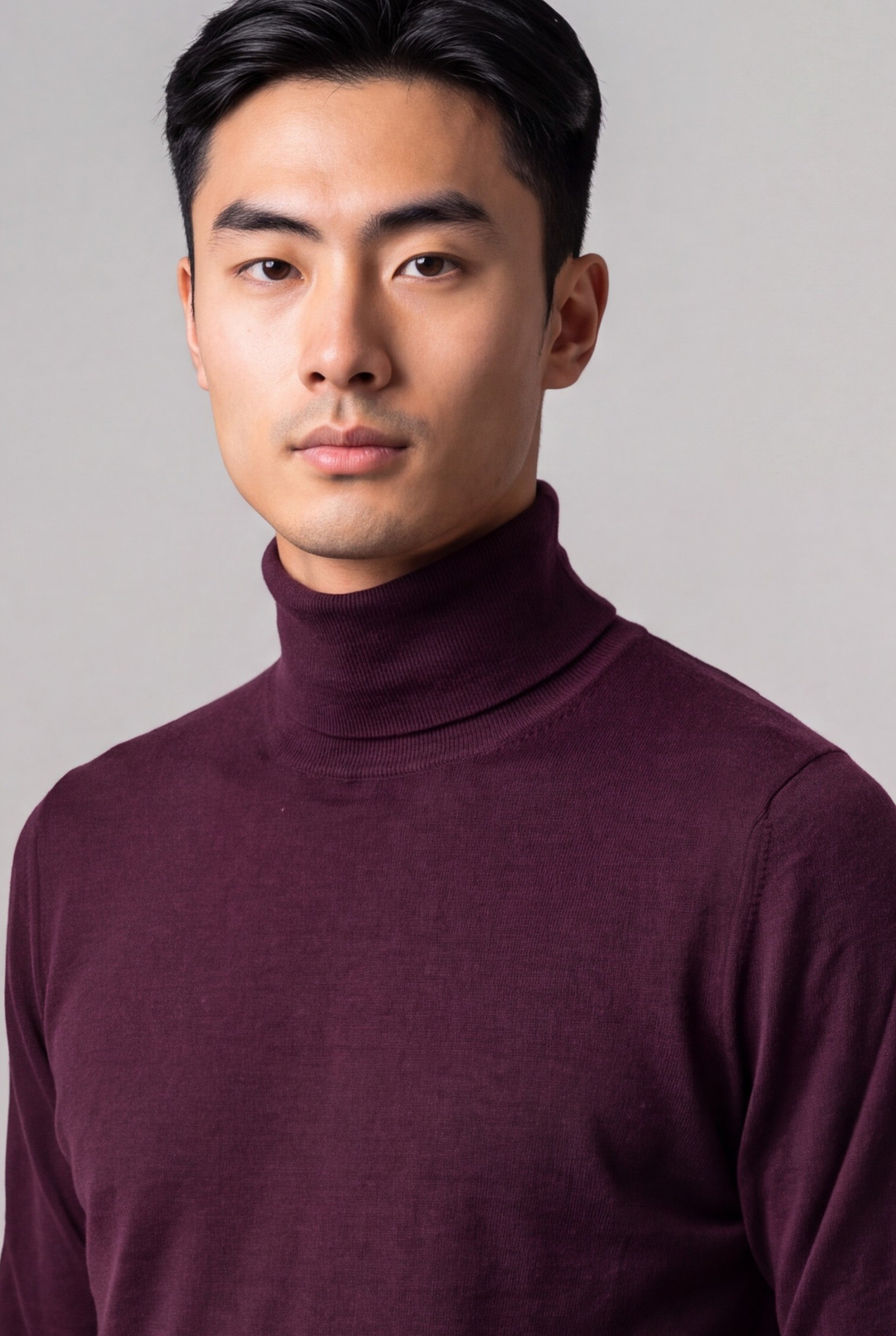 Turtleneck Blackberry Wine Cashmere Wool and Silk