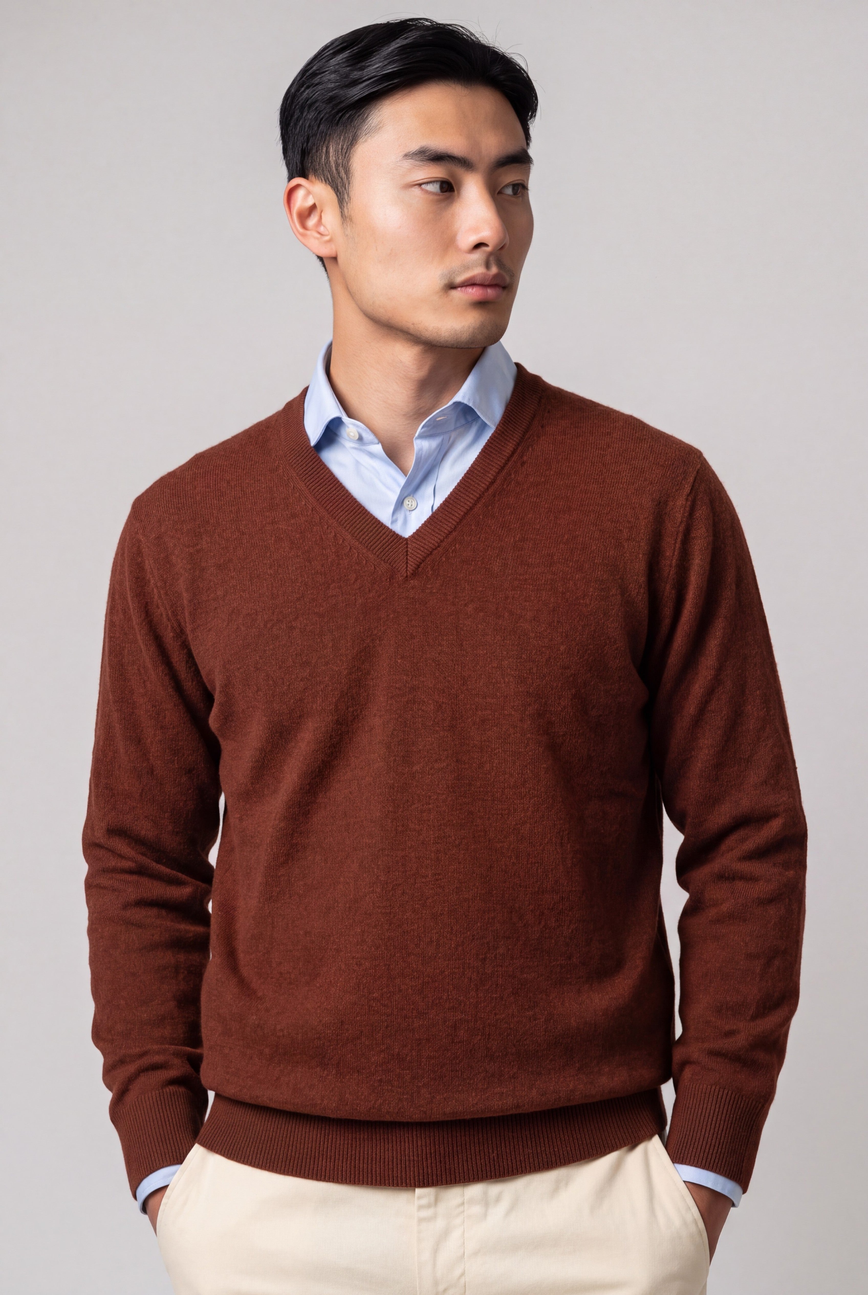 Scollo V Classic Laterizio 100% Cashmere